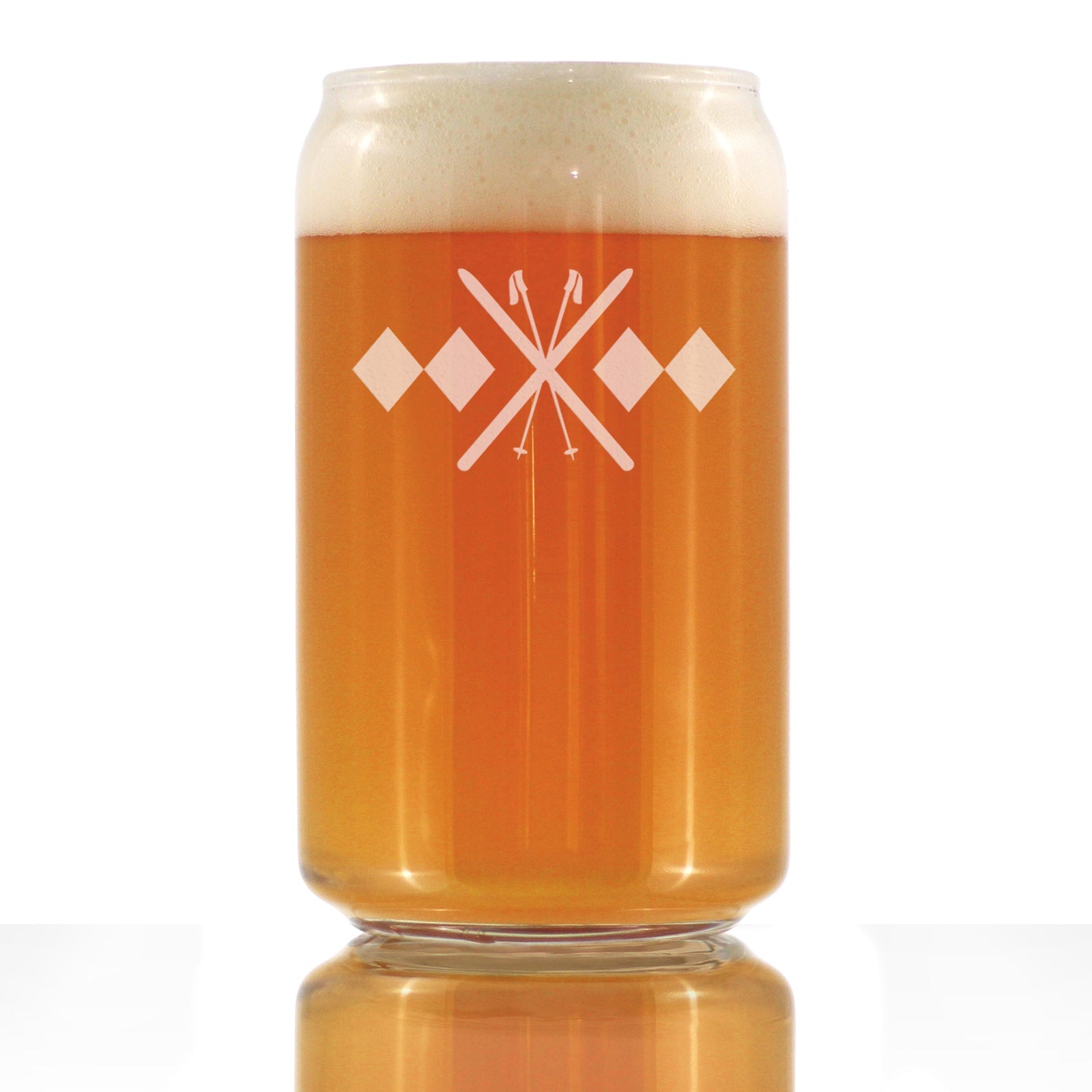 Double Black Diamond - Beer Can Pint Glass - Unique Skiing Themed Decor and Gifts for Mountain Lovers - 16 oz Glasses