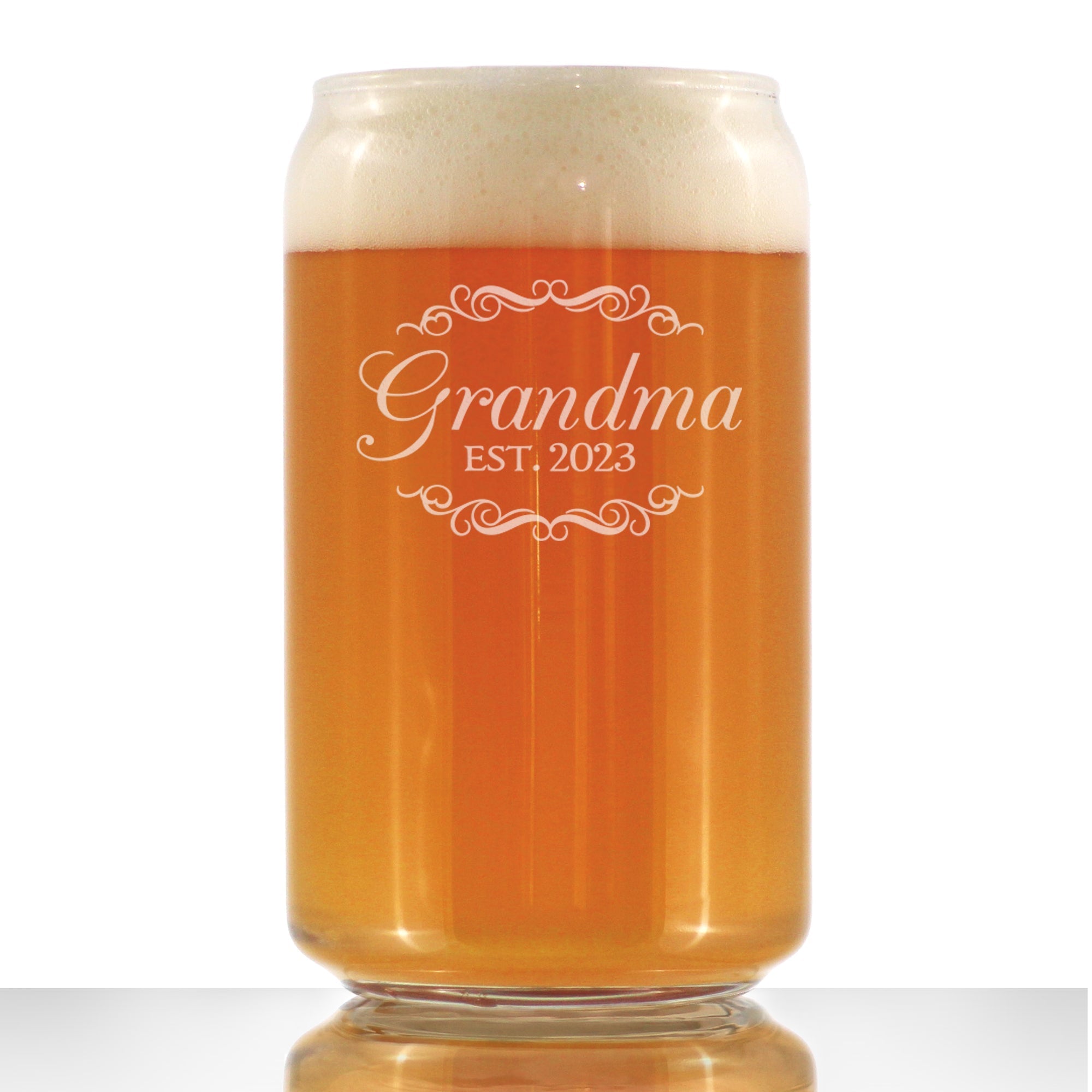 Grandma Est. 2023 - Decorative - 16 Ounce Beer Can Pint Glass