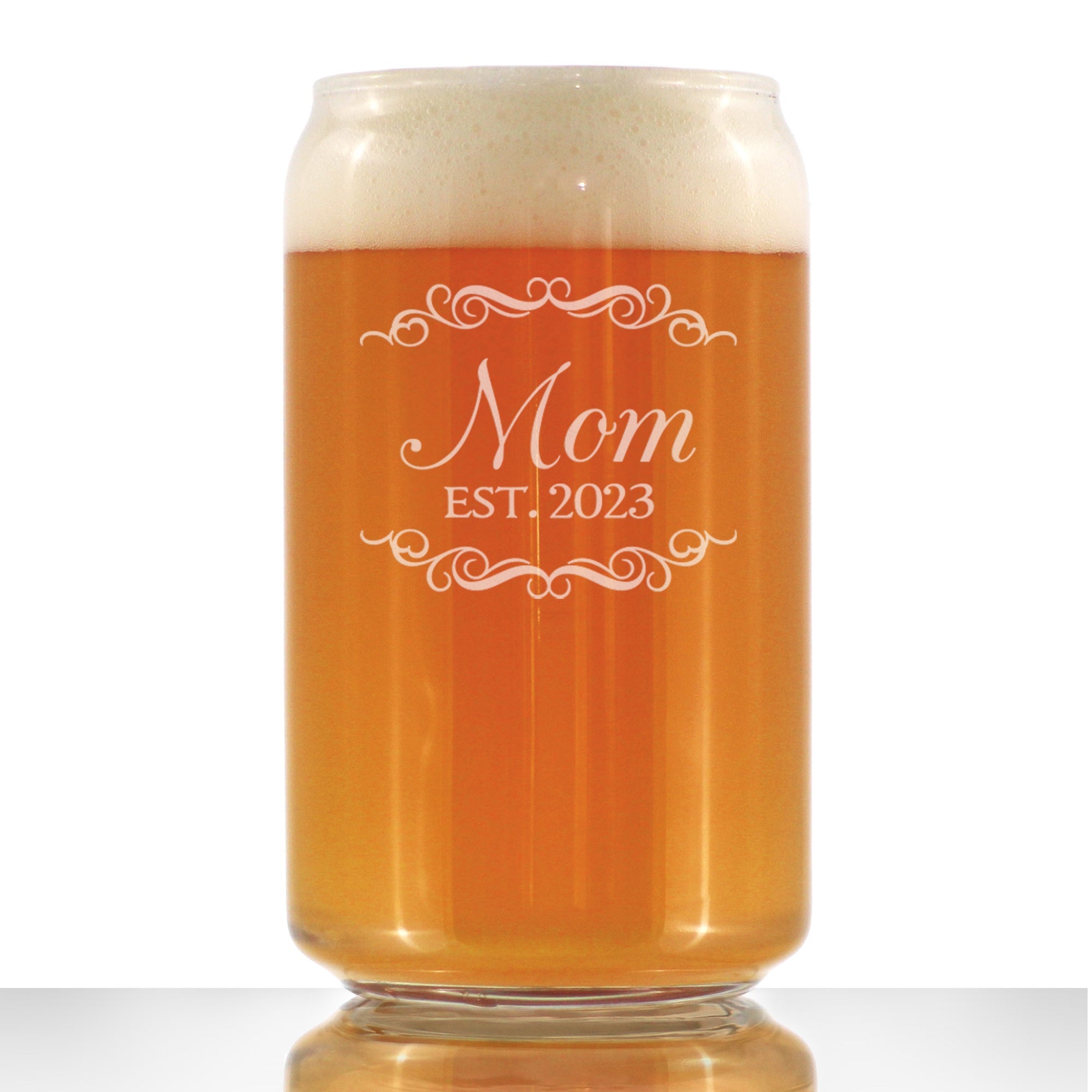Mom Est. 2023 - Decorative - 16 Ounce Beer Can Pint Glass