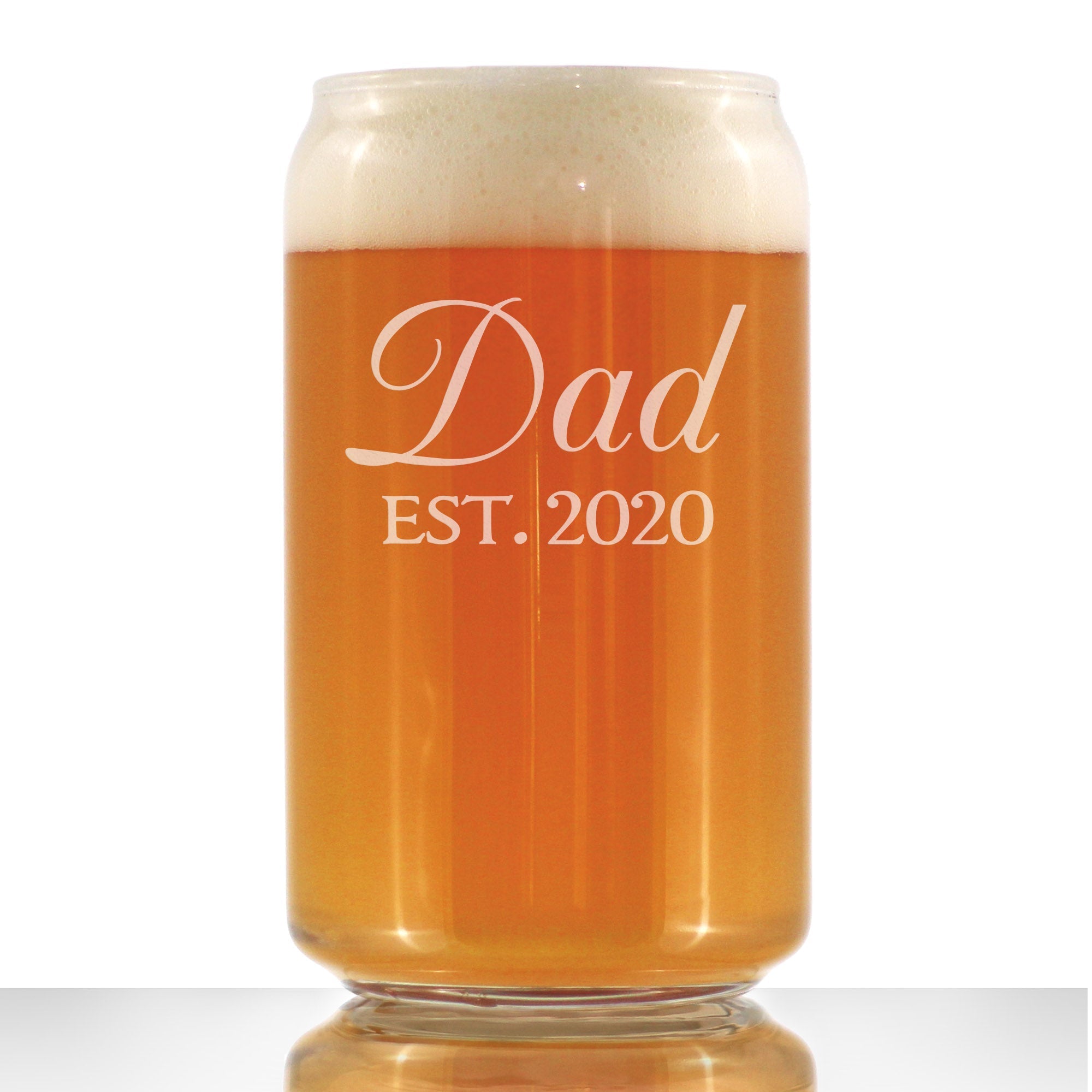 Dad Est 2020 - New Father Beer Can Pint Glass Gift for First Time Parents - Decorative 16 Oz Glasses