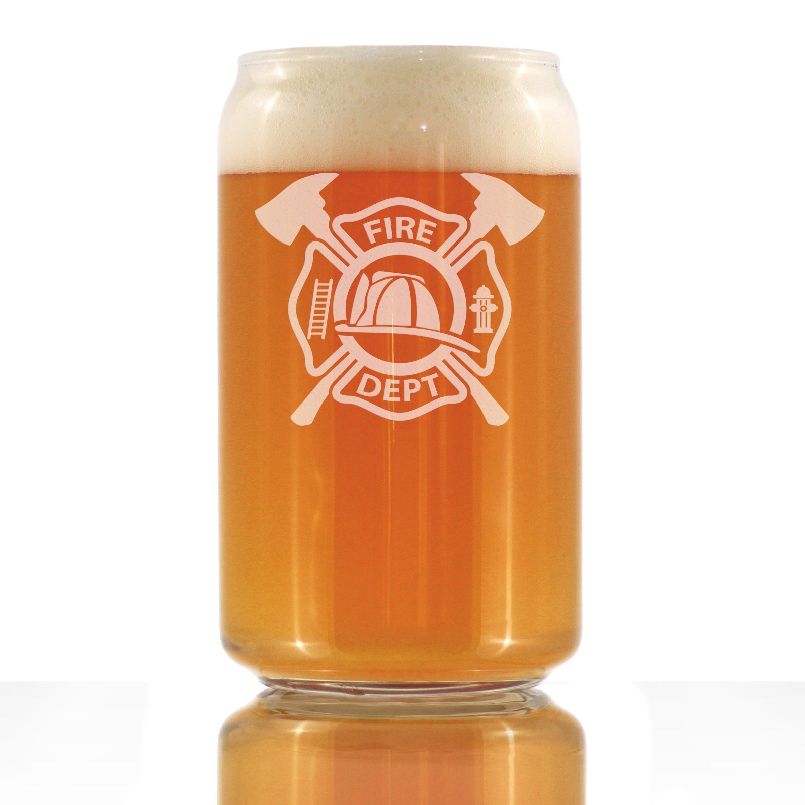 Firefighter Symbol Engraved Beer Can Pint Glass, Unique Gifts for Firefighters, Firemen &amp;amp; Firewomen