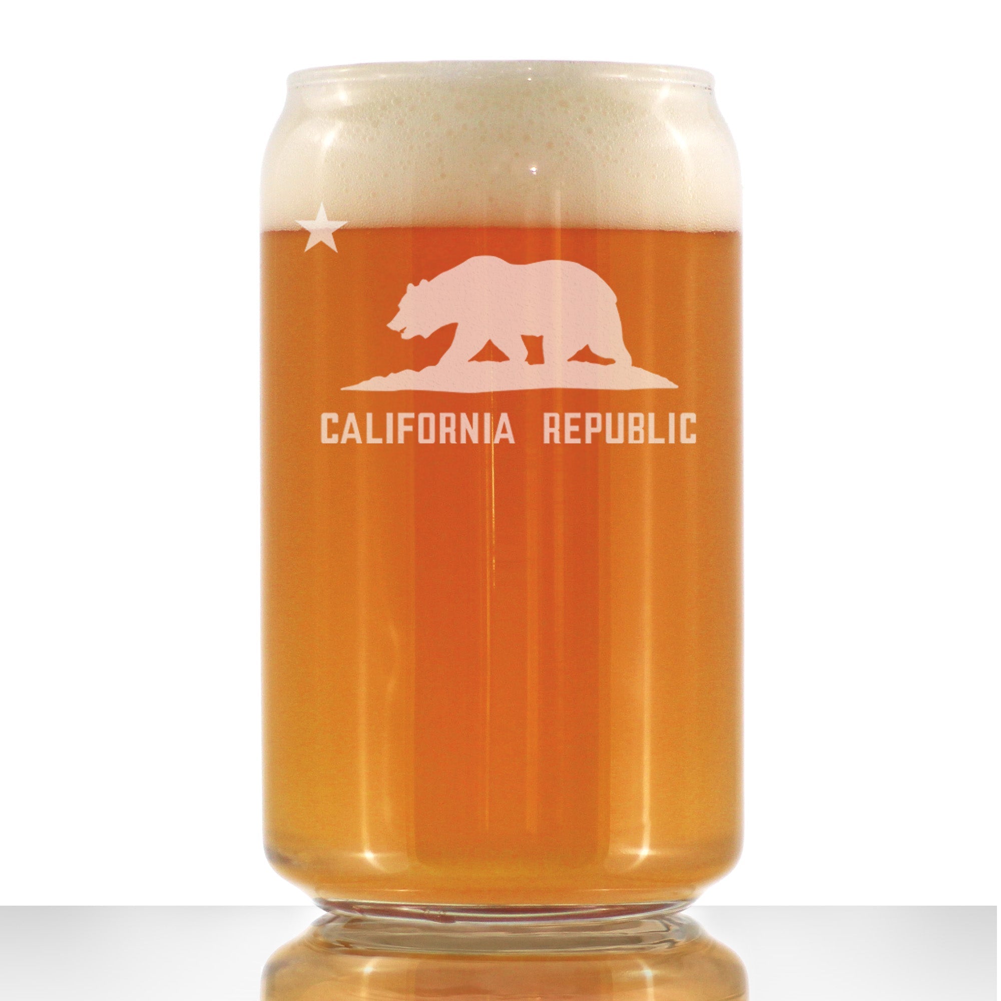 California Flag Beer Can Pint Glass - State Themed Drinking Decor and Gifts for Californian Women &amp;amp; Men - 16 Oz Glasses