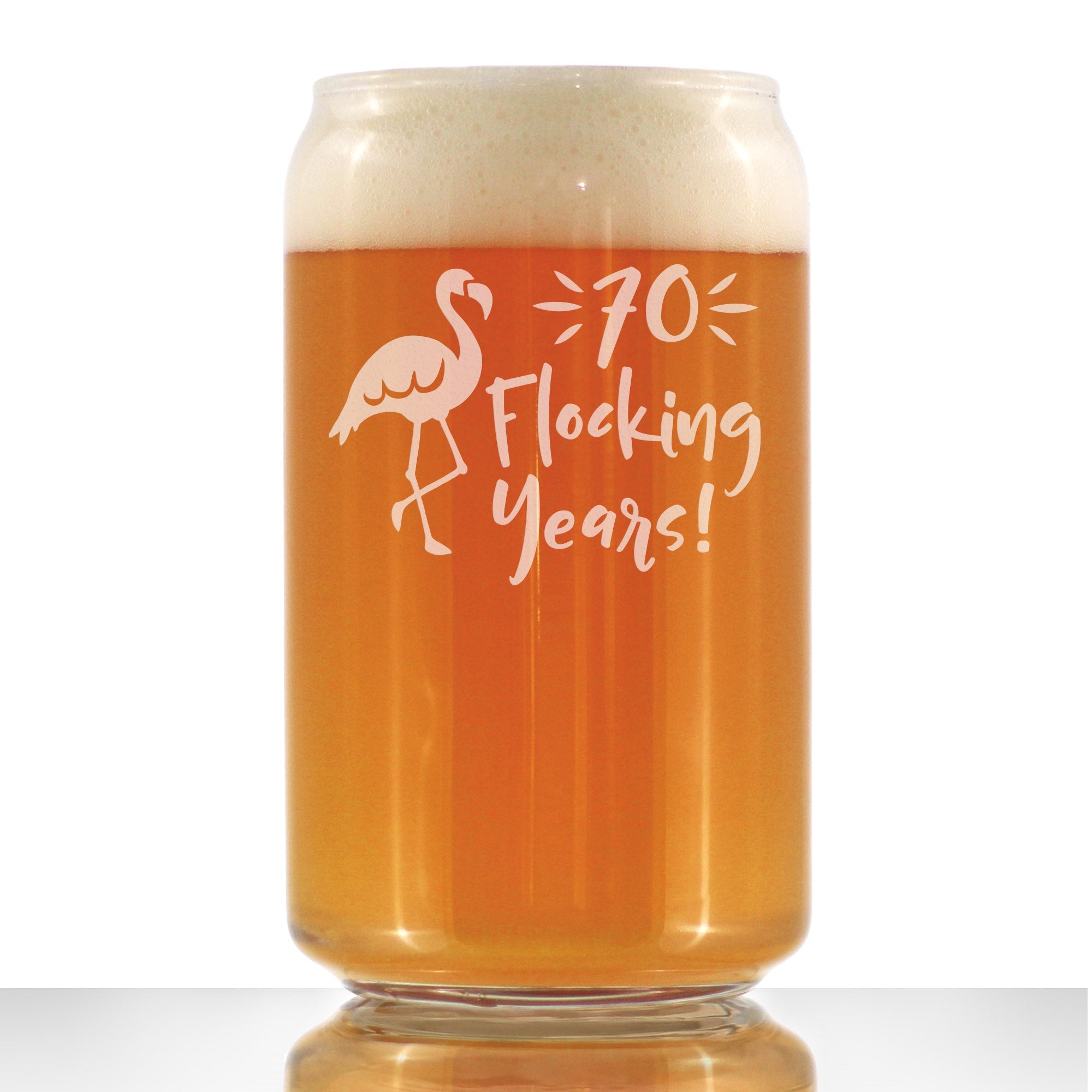 70 Flocking Years - 16 Ounce Beer Can Pint Glass