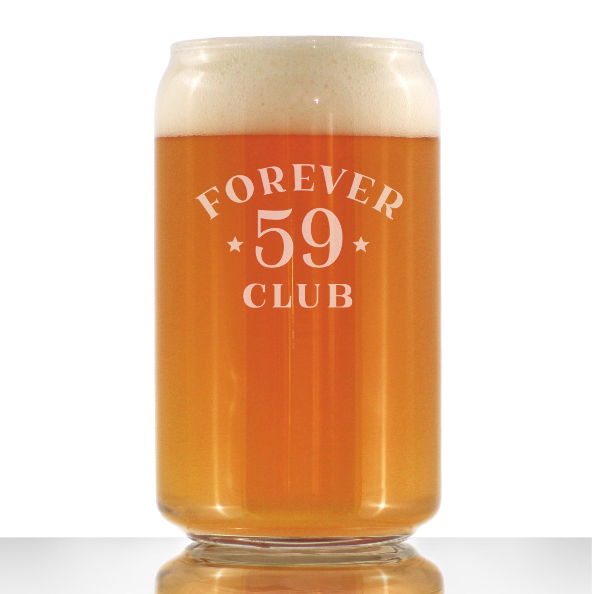 Forever 59 Club - Beer Can Pint Glass 60th Birthday Gifts for Women &amp;amp; Men Turning 60 - Fun Bday Party Decor - 16 Oz