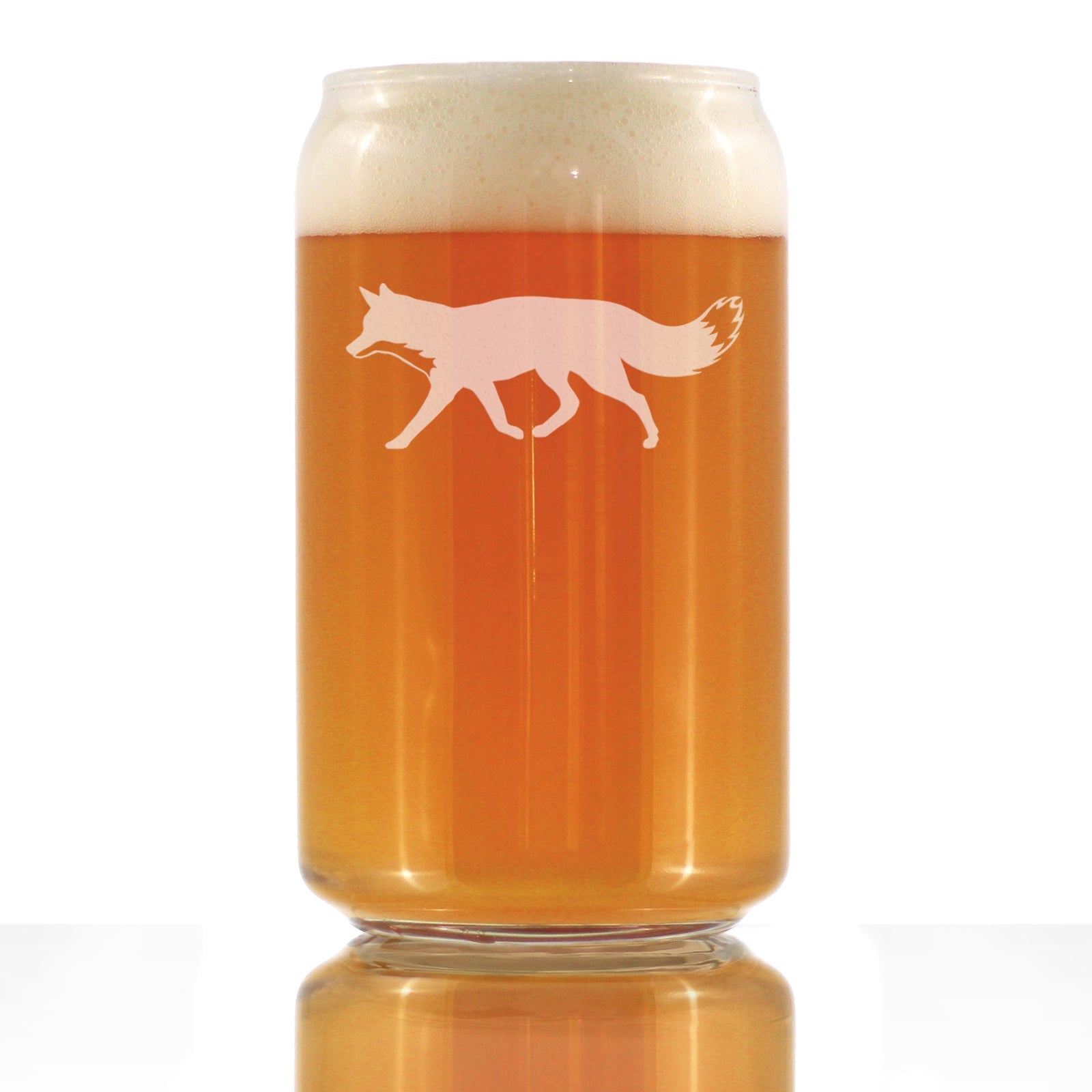 Fox Silhouette Beer Can Pint Glass - Cabin Themed Fox Gifts or Rustic Fox Decor for Women and Men - 16 Oz Glasses