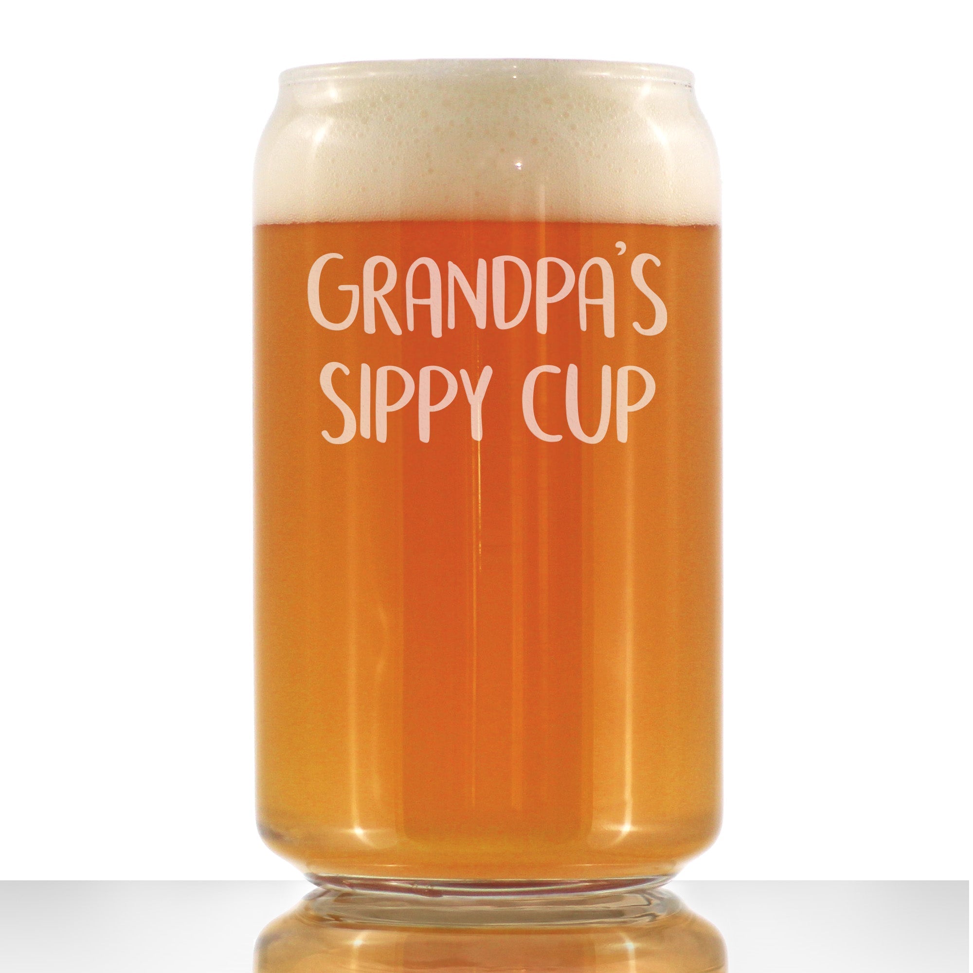 Grandpa&amp;#39;s Sippy Cup - Funny Beer Can Pint Glass Gift for Beer Drinking Grandfathers - 16 Oz Mixing Glass for Lagers and Ales