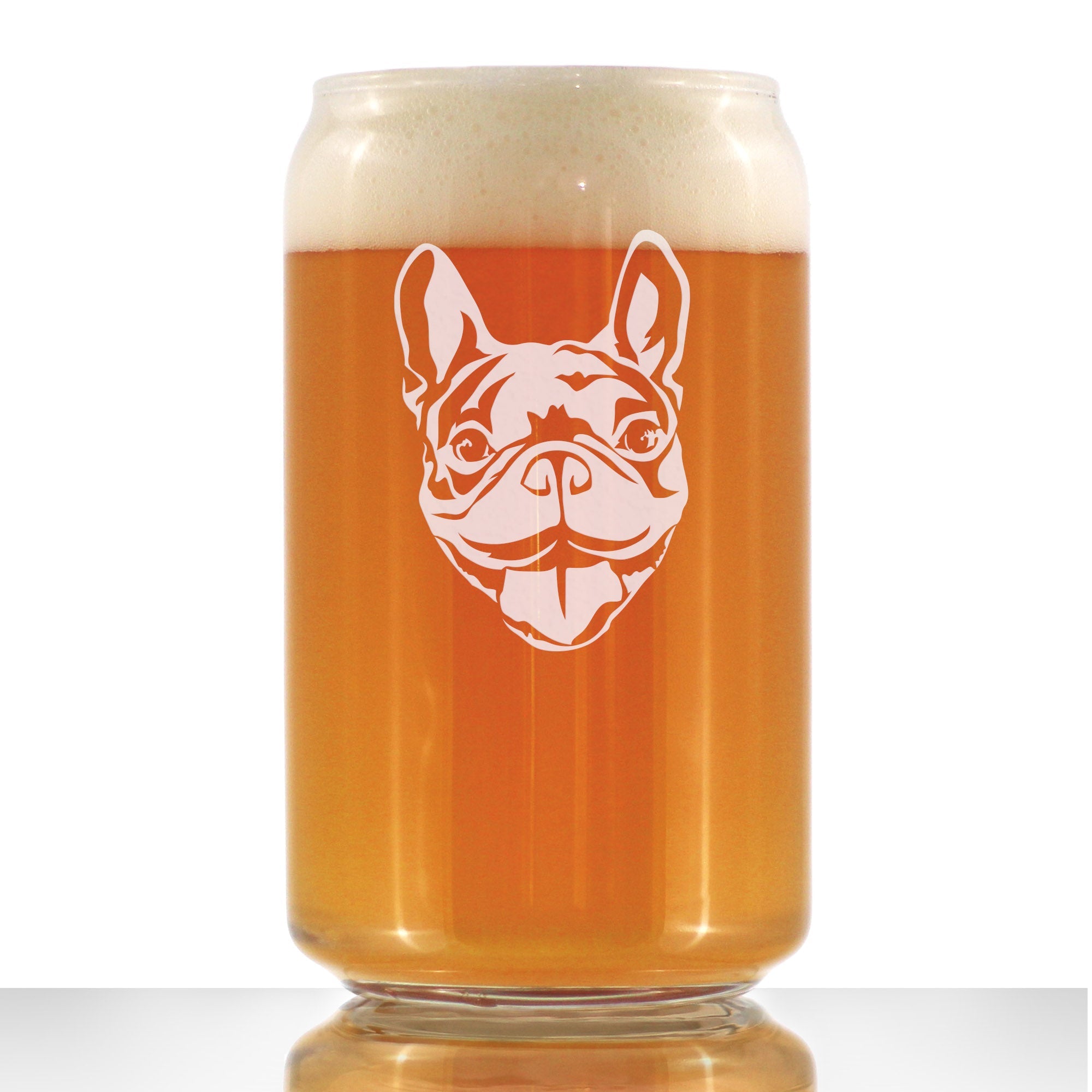 Happy Frenchie - Beer Can Pint Glass - Fun Unique French Bulldog Dog Themed Décor and Gifts for Men &amp;amp; Women - 16 oz