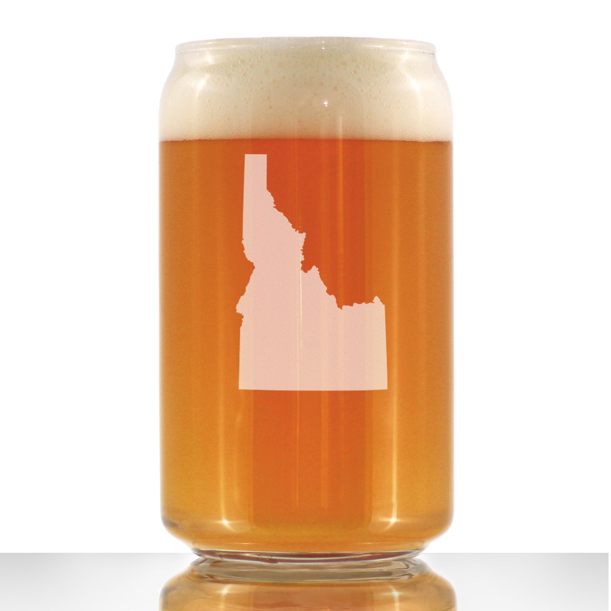 Idaho State Outline Beer Can Pint Glass - State Themed Drinking Decor and Gifts for Idahoan Women &amp;amp; Men - 16 Oz Glasses