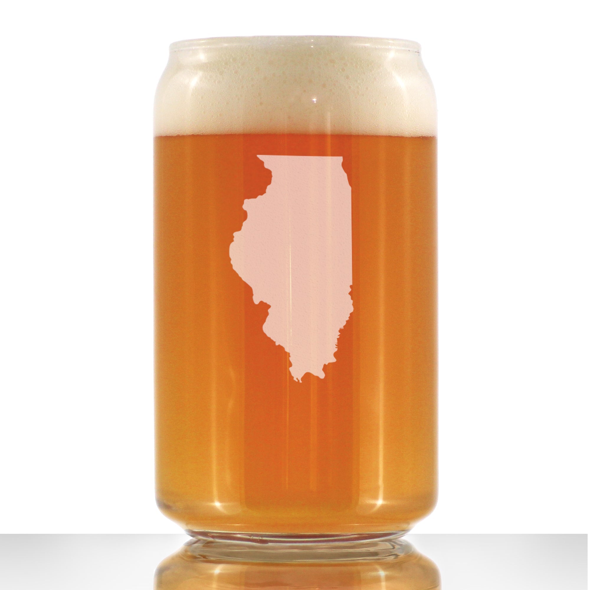 Illinois State Outline Beer Can Pint Glass - State Themed Drinking Decor and Gifts for Illinoisan Women &amp;amp; Men - 16 Oz Glasses