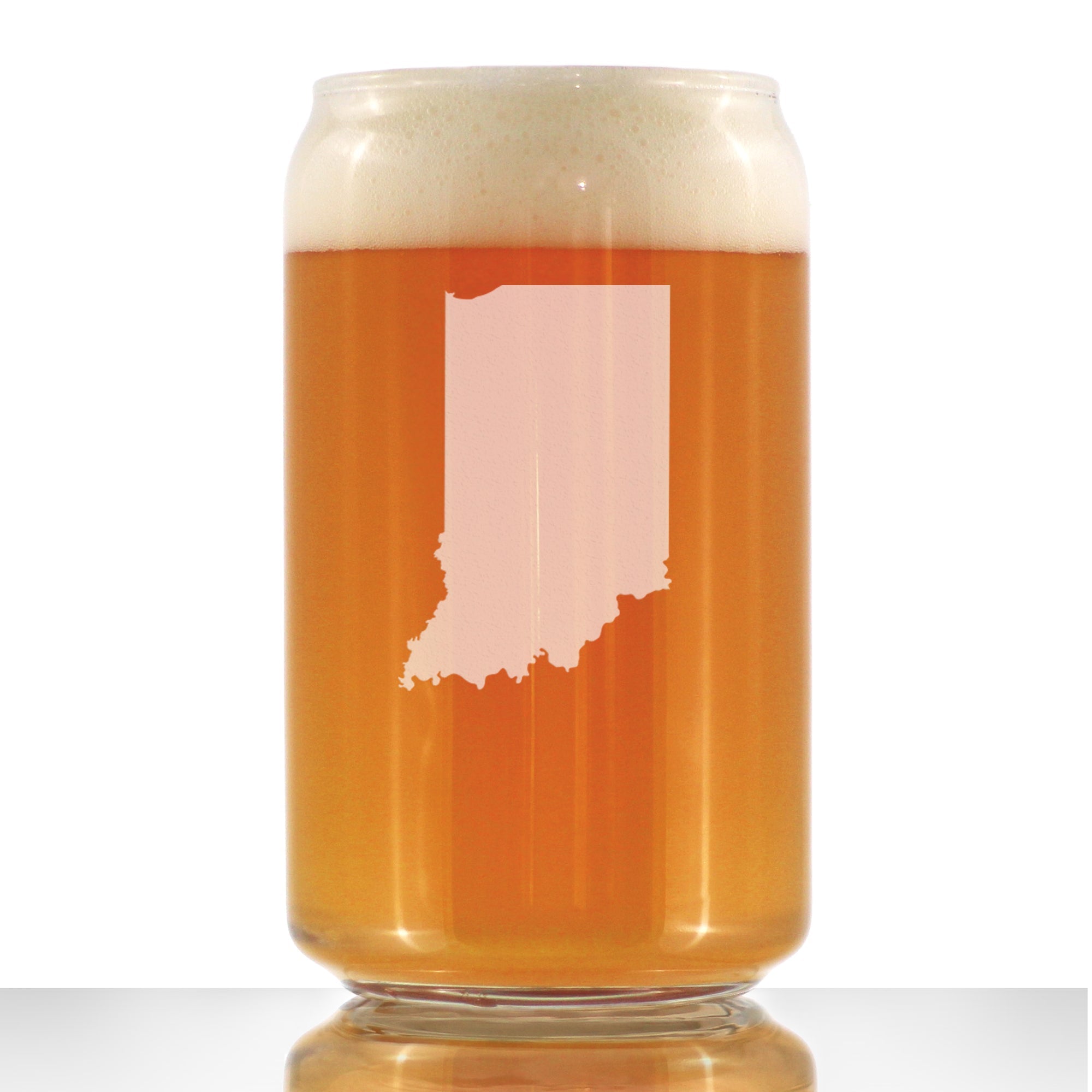 Indiana State Outline Beer Can Pint Glass - State Themed Drinking Decor and Gifts for Hoosier Women &amp;amp; Men - 16 Oz Glasses