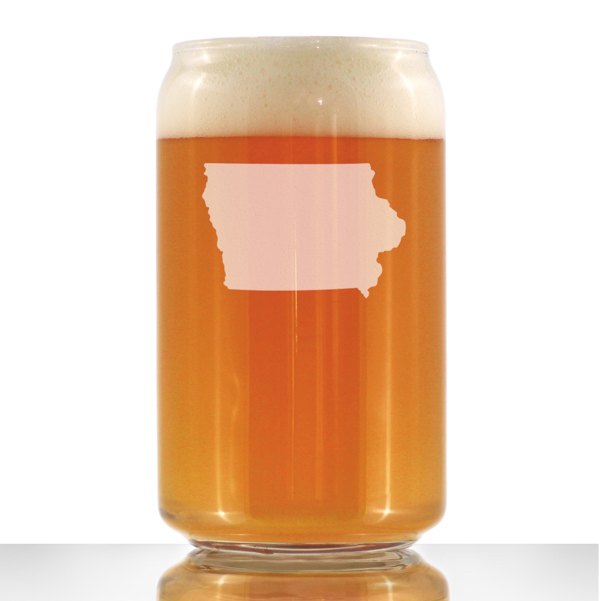Iowa State Outline Beer Can Pint Glass - State Themed Drinking Decor and Gifts for Iowan Women &amp;amp; Men - 16 Oz Glasses
