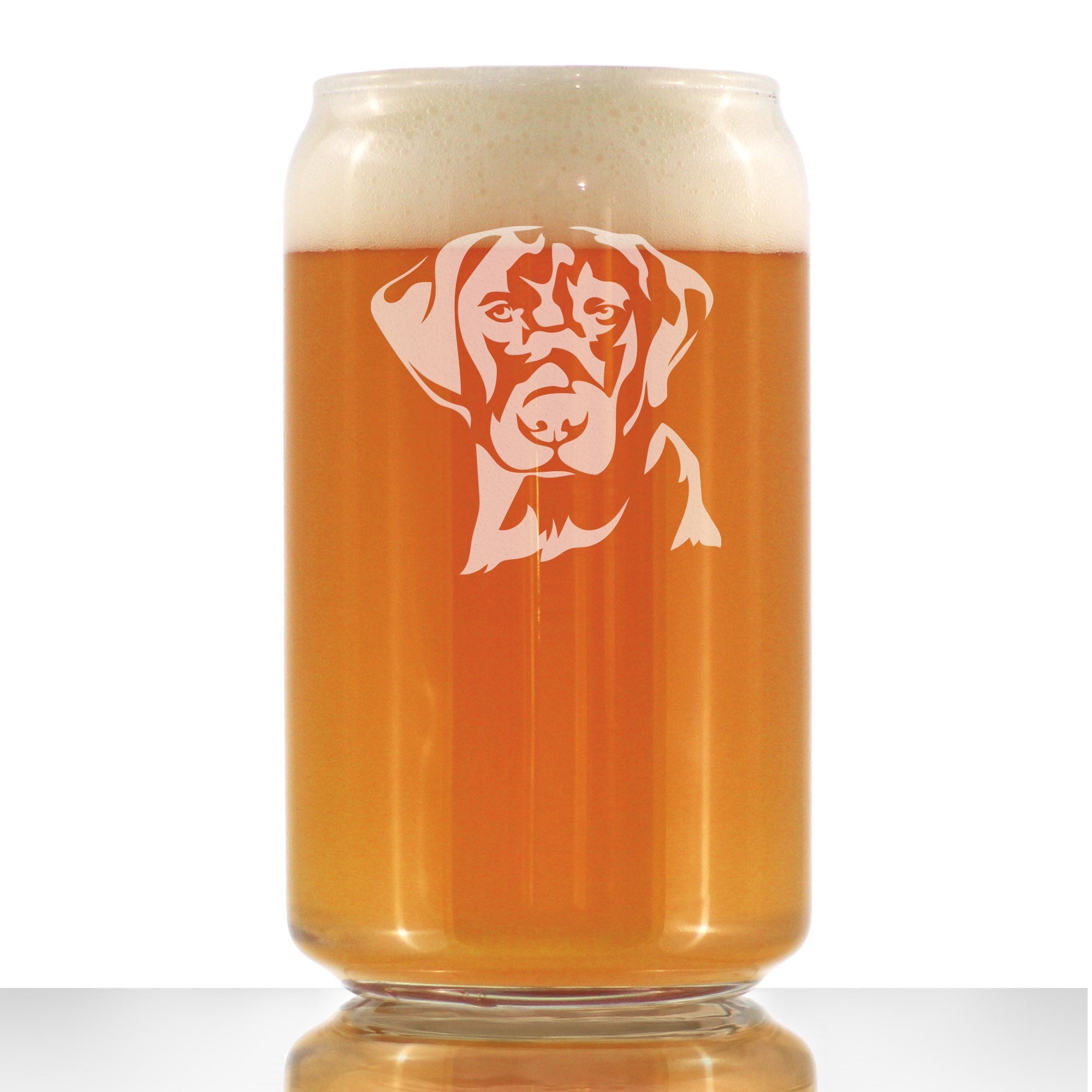 Black Lab Face - Labrador Retriever Beer Can Pint Glass - Fun Unique Dog Themed Decor Gifts for Men &amp;amp; Women - 16 oz