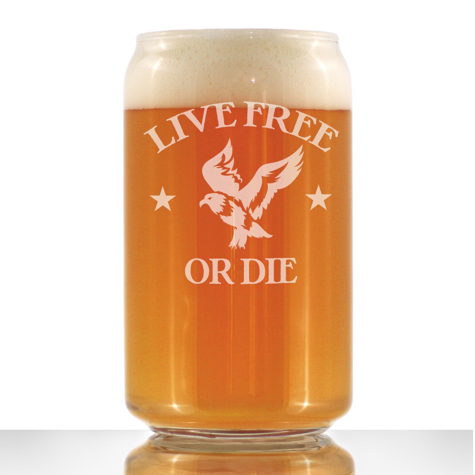 Live Free Or Die - American Patriotic Beer Can Pint Glass Gift for Men &amp;amp; Women - 16 oz Drinking Glasses