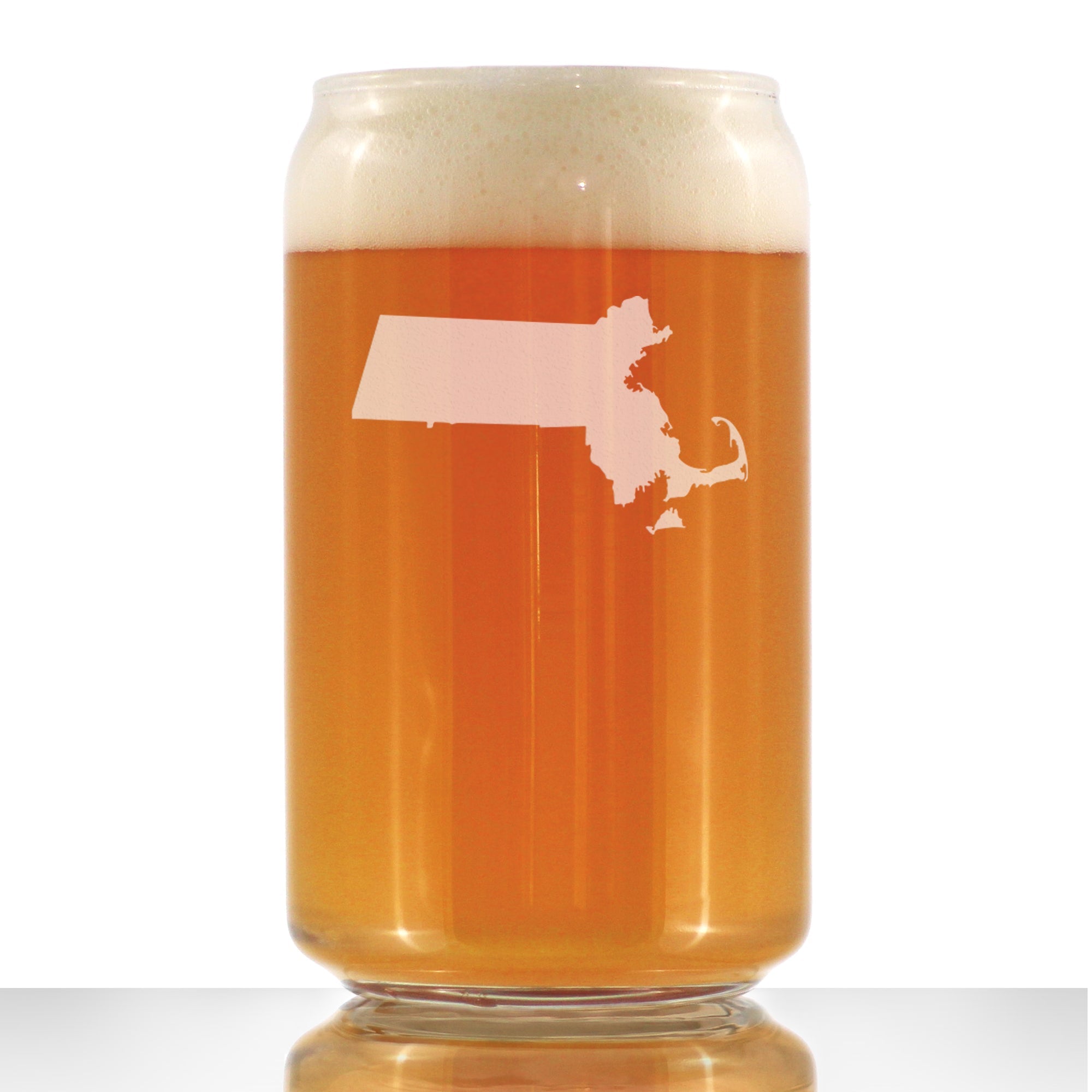 Massachusetts State Outline Beer Can Pint Glass - State Themed Drinking Decor and Gifts for Bay Stater Women &amp;amp; Men - 16 Oz Glasses