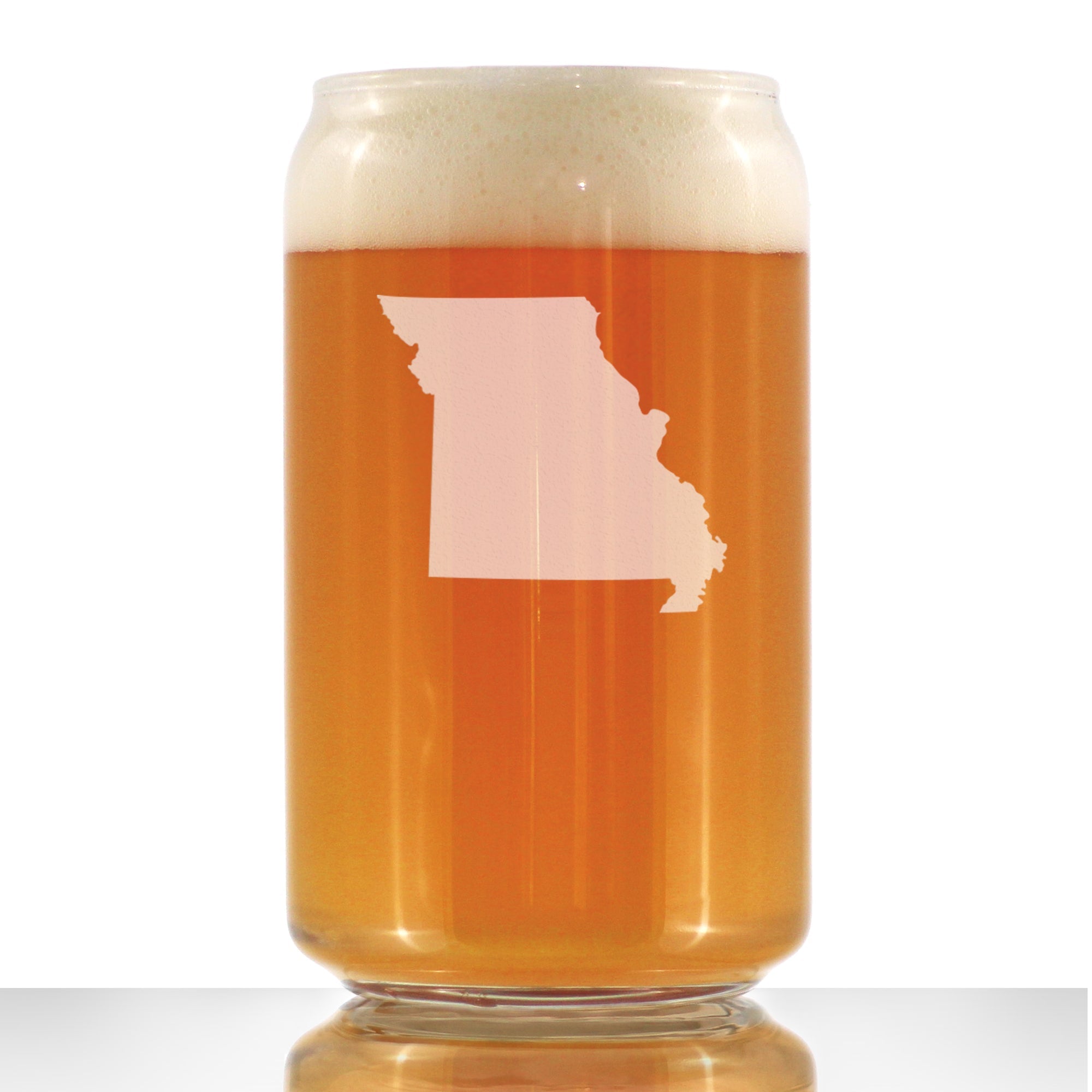 Missouri State Outline Beer Can Pint Glass - State Themed Drinking Decor and Gifts for Missourian Women &amp;amp; Men - 16 Oz Glasses