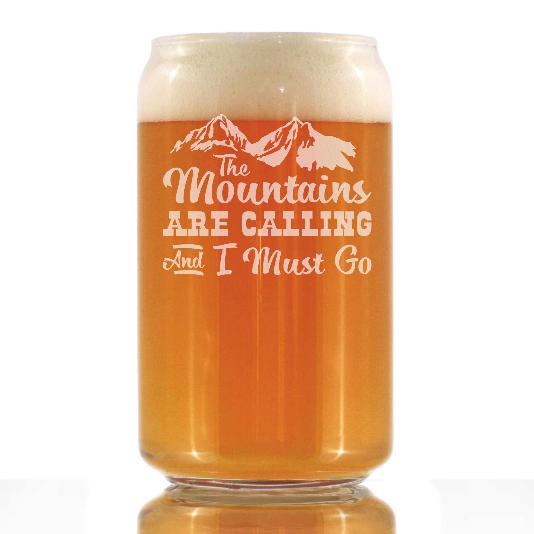 Mountains are Calling - Beer Can Pint Glass for Beer - Gifts for Men &amp;amp; Women that Love Hiking &amp;amp; Cabins- Fun Drinking Decor