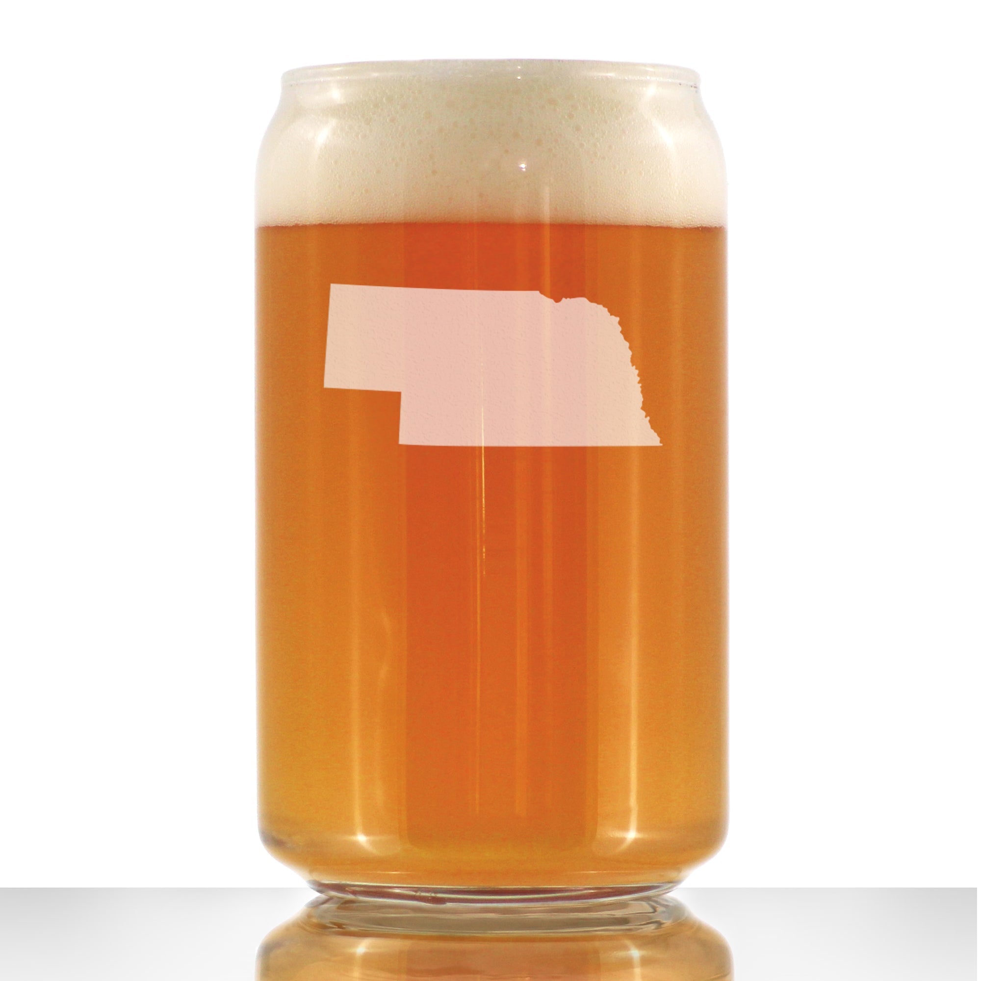 Nebraska State Outline Beer Can Pint Glass - State Themed Drinking Decor and Gifts for Nebraskan Women &amp;amp; Men - 16 Oz Glasses