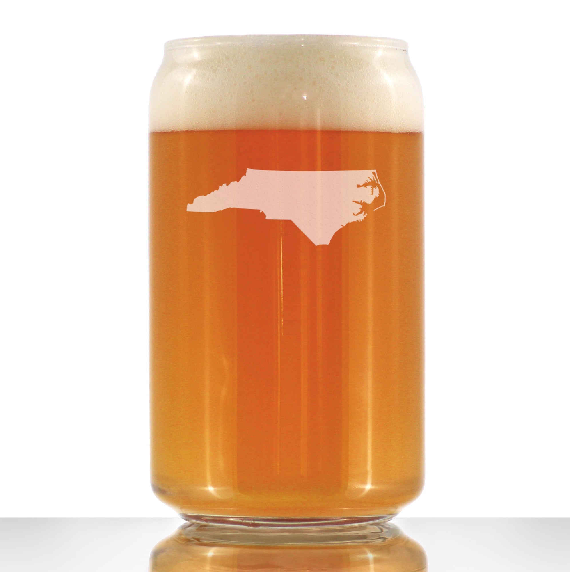 North Carolina State Outline Beer Can Pint Glass - State Themed Drinking Decor and Gifts for North Carolinian Women &amp;amp; Men - 16 Oz Glasses