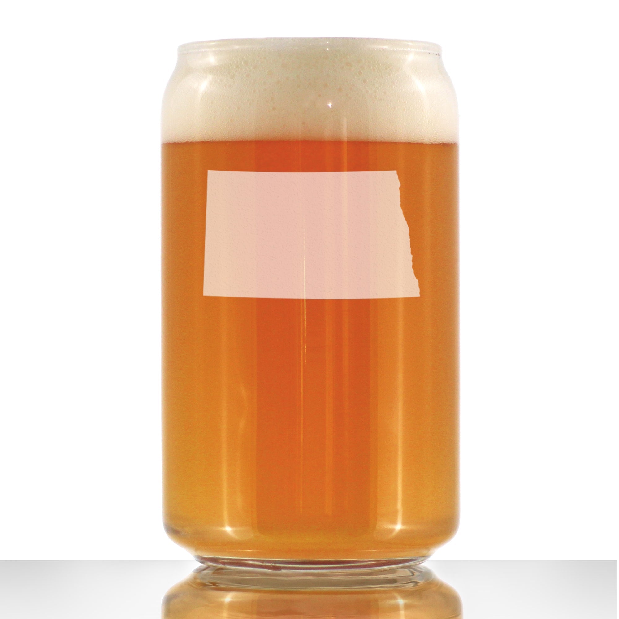 North Dakota State Outline Beer Can Pint Glass - State Themed Drinking Decor and Gifts for North Dakotan Women &amp;amp; Men - 16 Oz Glasses