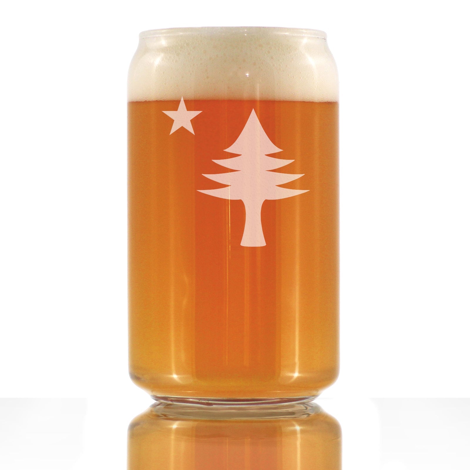 Old Maine Flag Beer Can Pint Glass - Original 1901 State of Maine Flag Gifts for Women &amp;amp; Men Mainers - 16 Oz Can Shaped Glasses