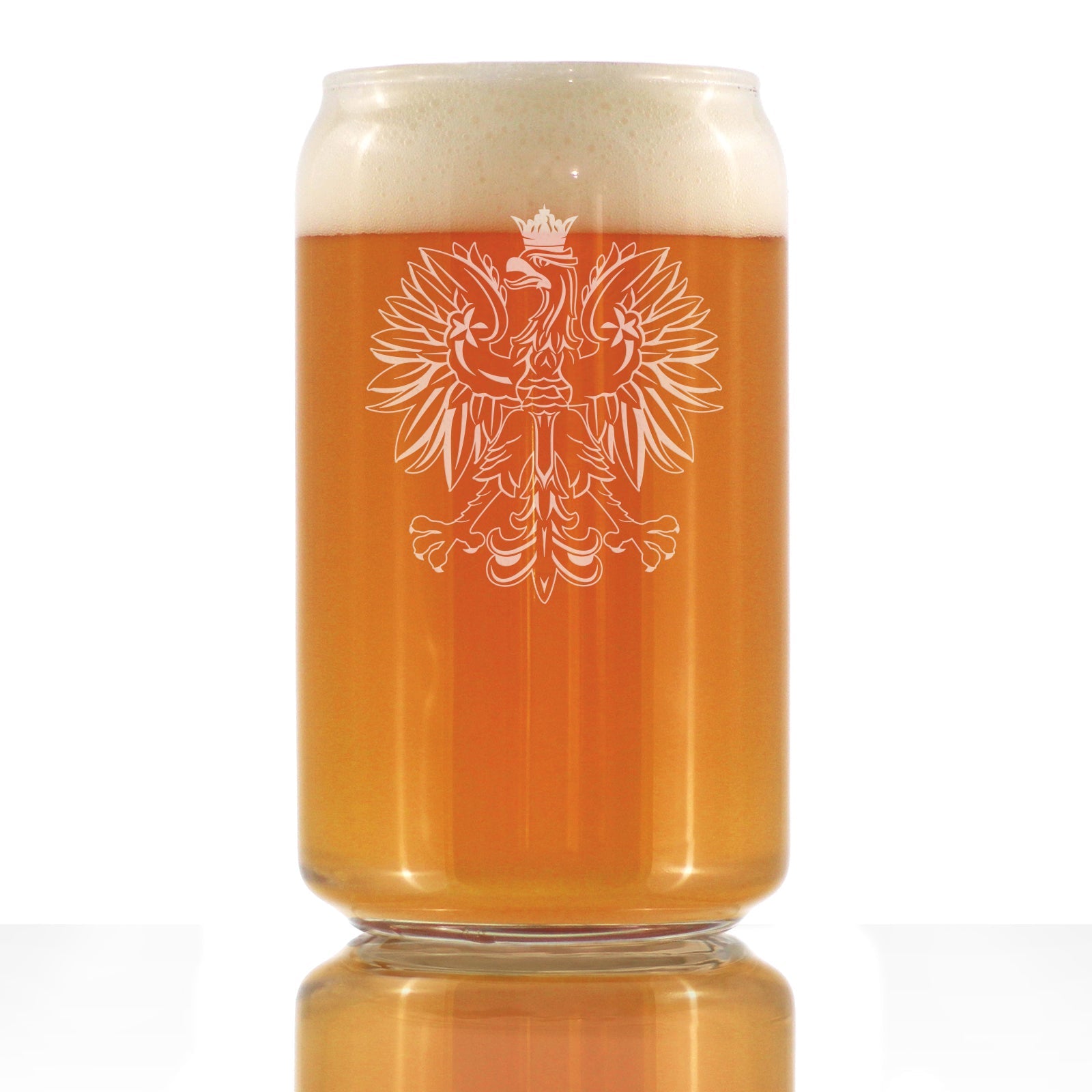 Polish Eagle - Engraved Beer Can Shaped Pint Glass, Party Cup for Poles &amp;amp; Beer Lovers, Unique Poland Gifts