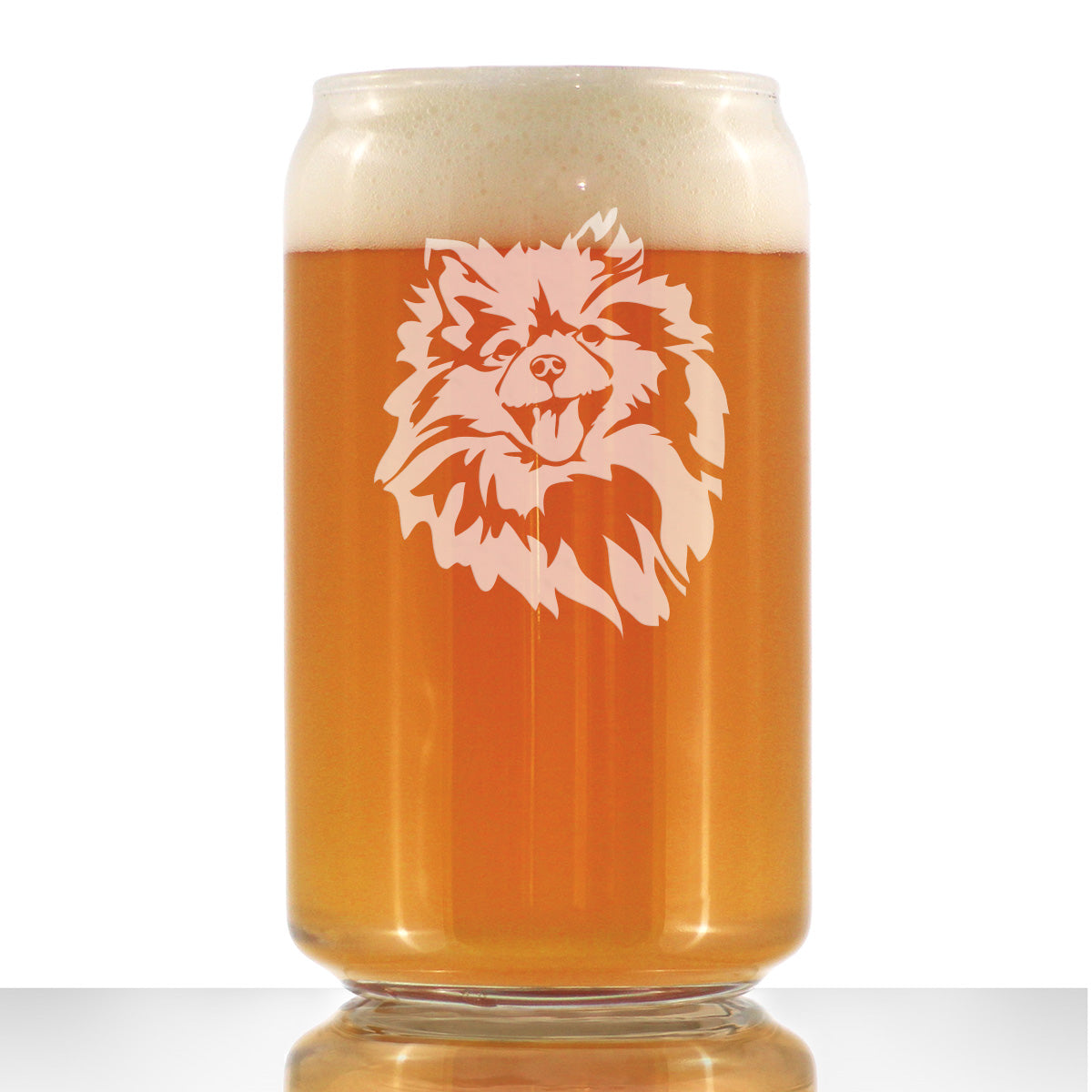 Pomeranian Face Beer Can Pint Glass - Unique Dog Themed Decor and Gifts for Moms &amp;amp; Dads of Pomeranians - 16 Oz