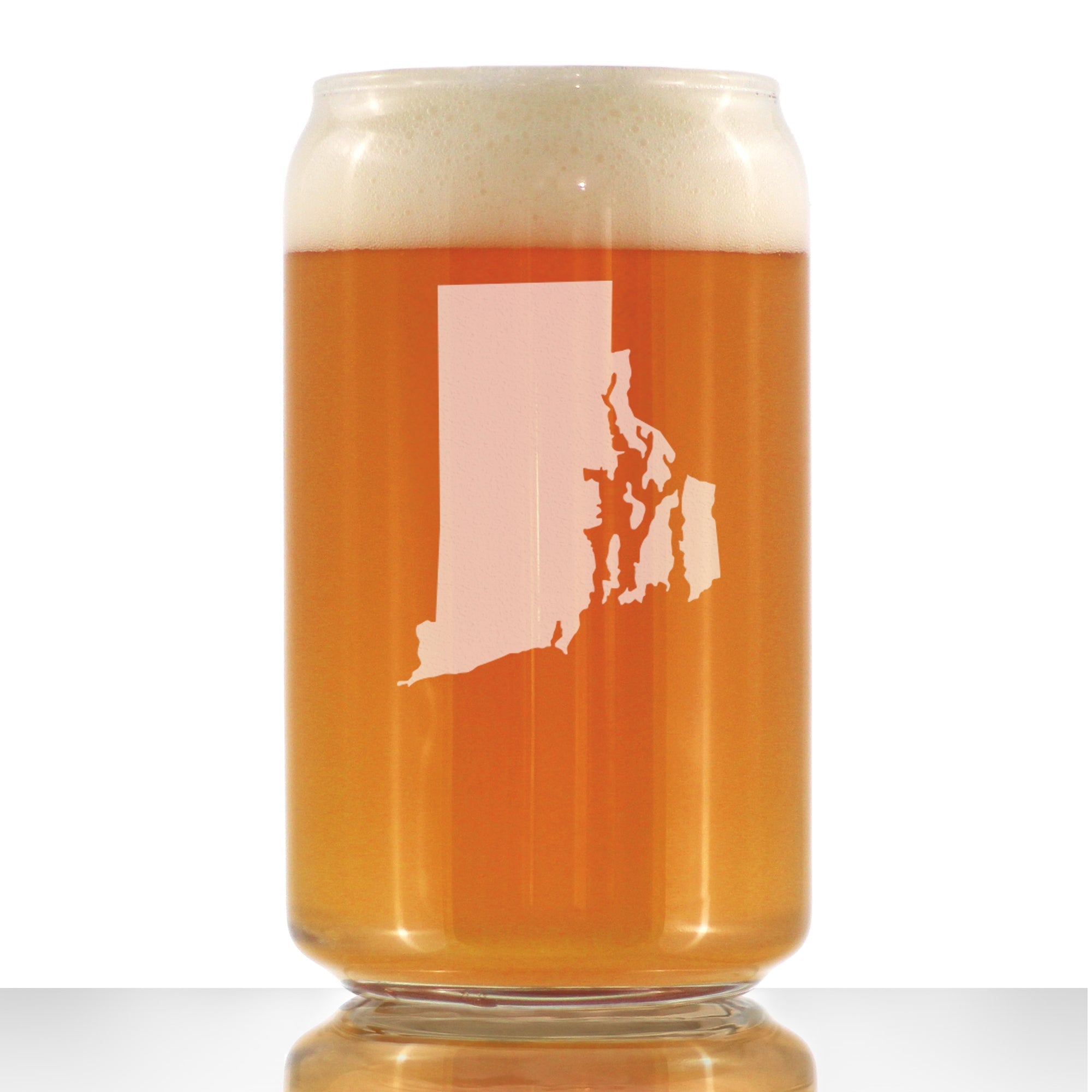 Rhode Island State Outline Beer Can Pint Glass - State Themed Drinking Decor and Gifts for Rhode Islander Women &amp;amp; Men - 16 Oz Glasses