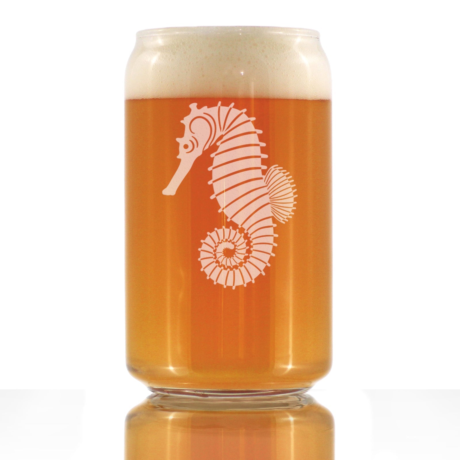 Seahorse Beer Can Pint Glass - Unique Beachy Summer Gifts and Beach House Decor - 16 Oz Glasses