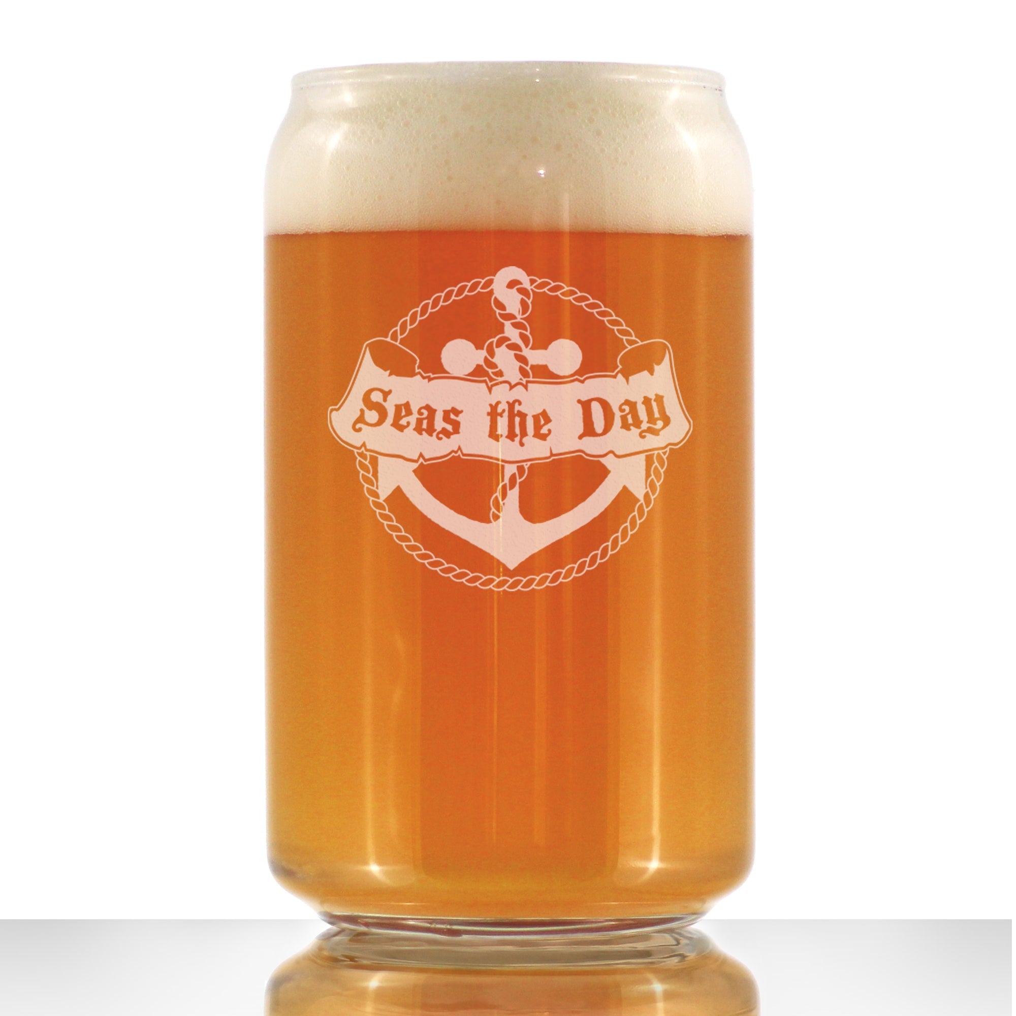 Seas the Day - 16 Ounce Beer Can Pint Glass