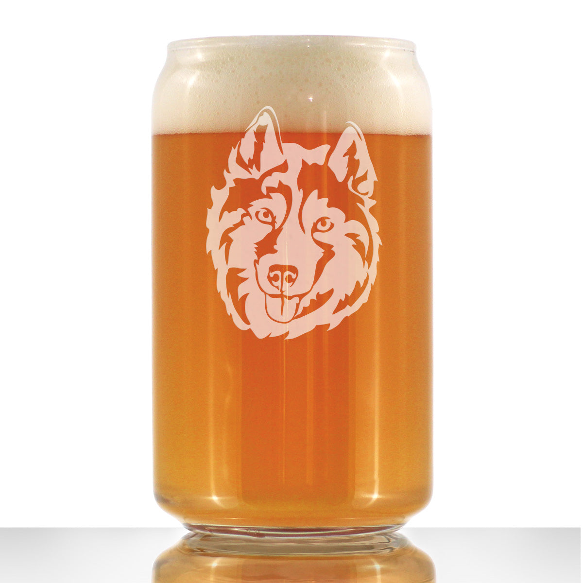 Siberian Husky Face Beer Can Pint Glass - Unique Dog Themed Decor and Gifts for Moms &amp;amp; Dads of Huskies - 16 Oz