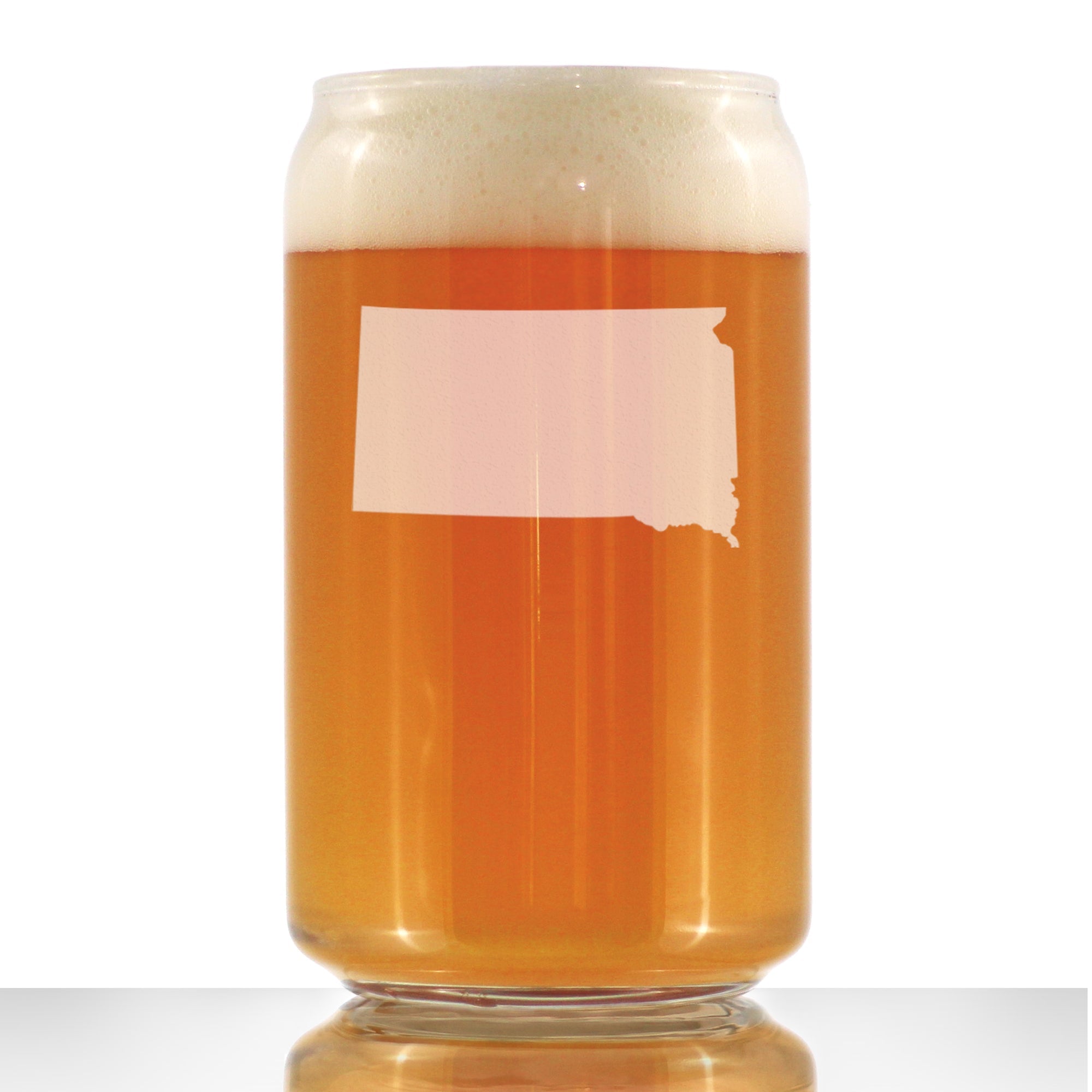 South Dakota State Outline Beer Can Pint Glass - State Themed Drinking Decor and Gifts for South Dakotan Women &amp;amp; Men - 16 Oz Glasses