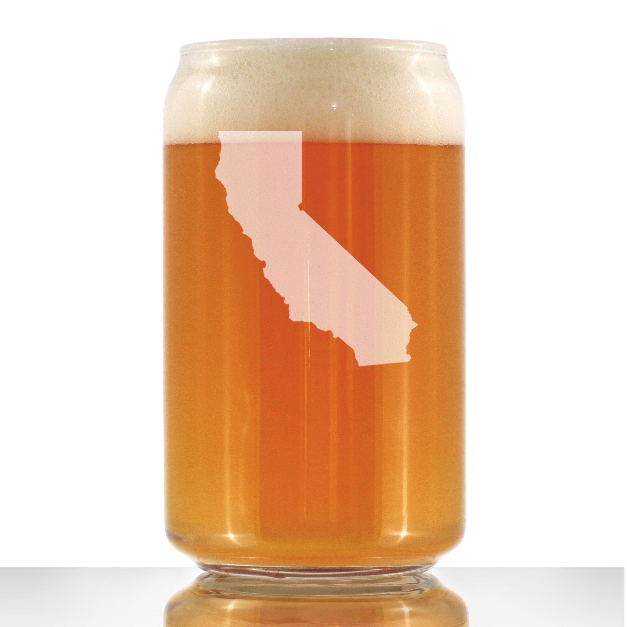 California State Outline Beer Can Pint Glass - State Themed Drinking Decor and Gifts for Californian Women &amp;amp; Men - 16 Oz Glasses
