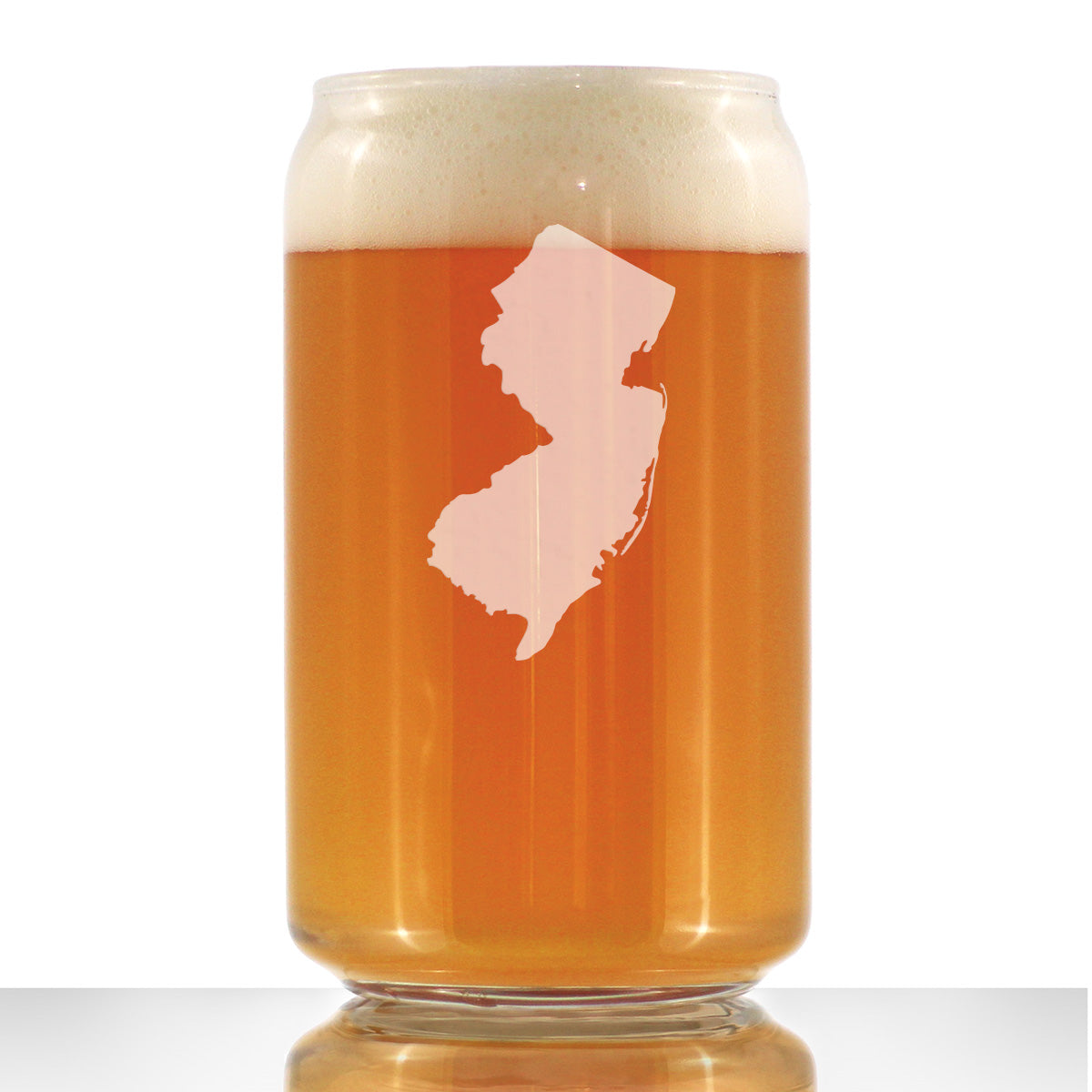 New Jersey State Outline Beer Can Pint Glass - State Themed Drinking Decor and Gifts for New Jerseyan Women &amp;amp; Men - 16 Oz Glasses