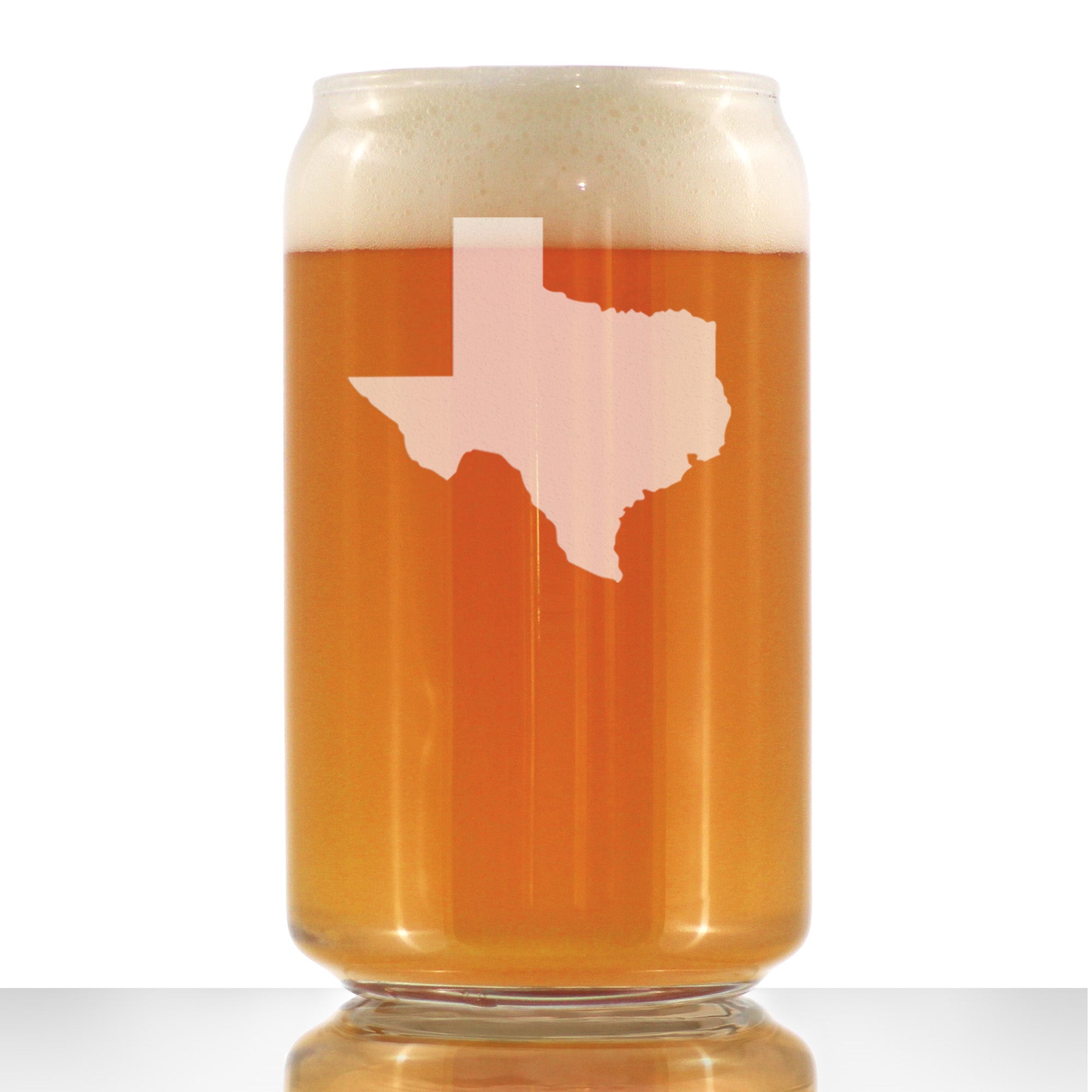 Texas State Outline Beer Can Pint Glass - State Themed Drinking Decor and Gifts for Texan Women &amp;amp; Men - 16 Oz Glasses