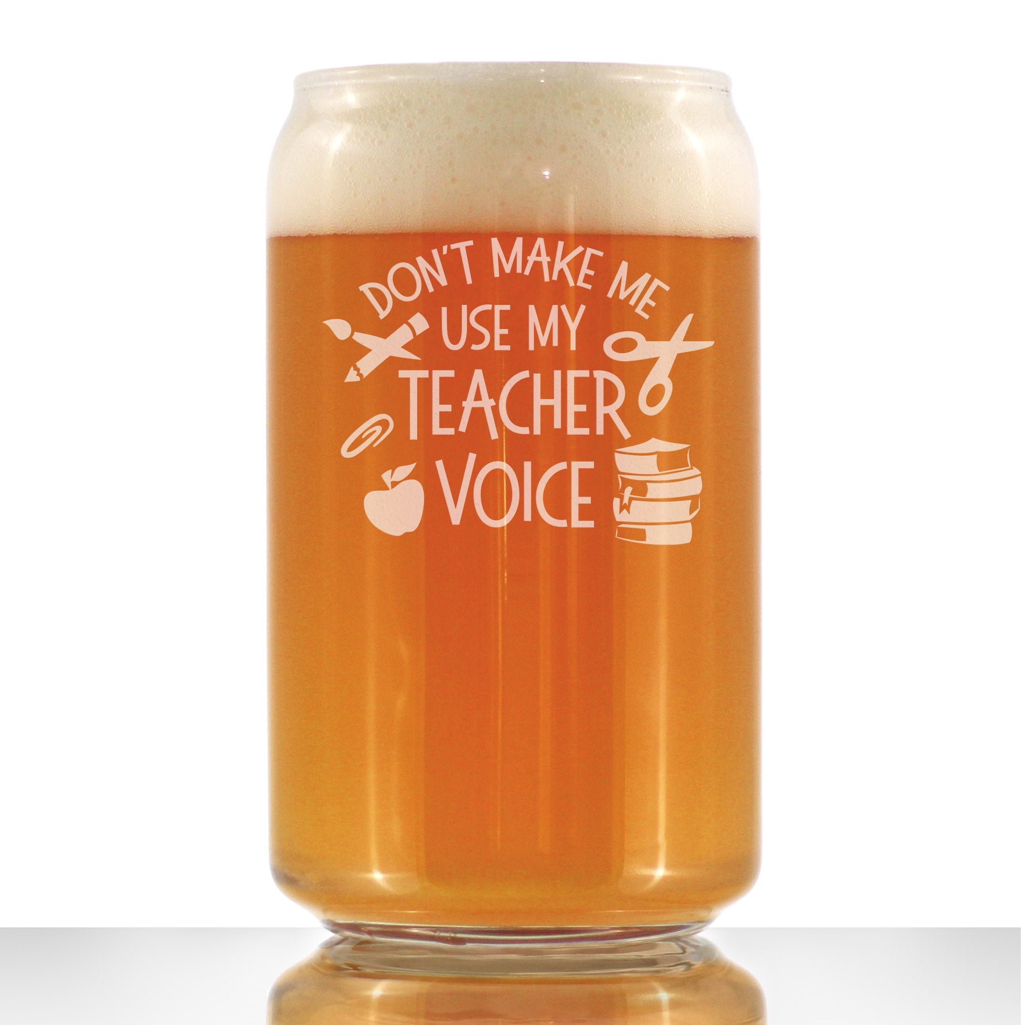 Teacher Voice - Beer Can Pint Glass - Cute Funny Teacher Gifts for Women &amp;amp; Men - Fun Teacher Decor - 16 oz Glasses