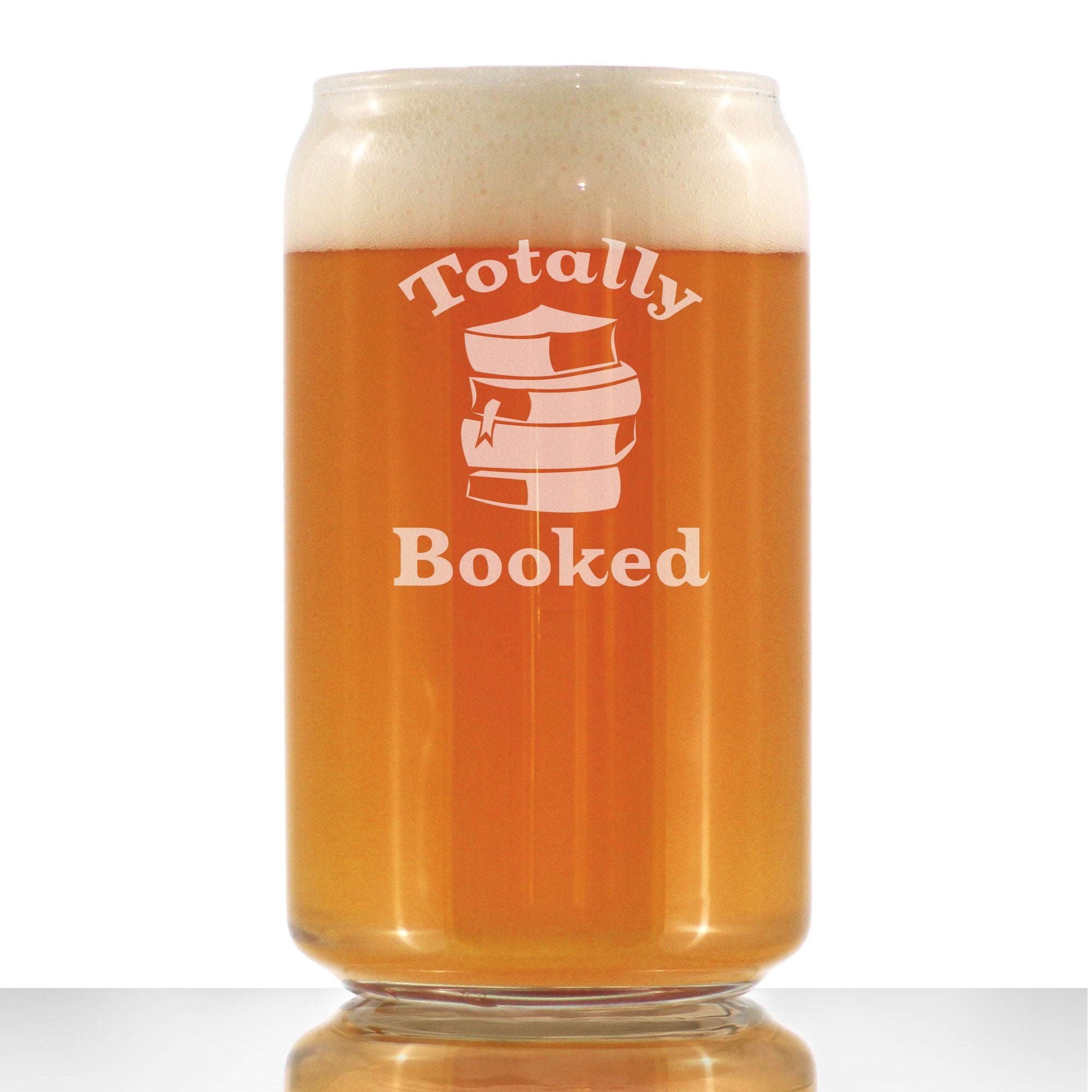 Totally Booked - Beer Can Pint Glass - Cute Funny Book Club Gifts for Lovers of Reading &amp;amp; Fun Librarians - 16 oz