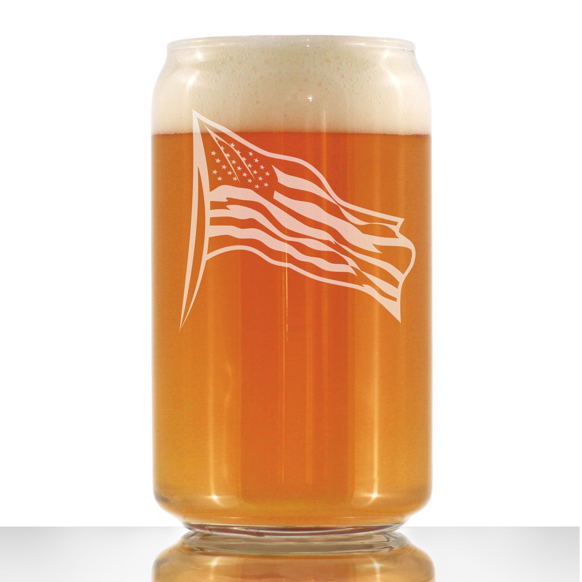 American Flag Beer Can Pint Glass - Patriotic Gift for American Men &amp;amp; Women - 16 oz Drinking Glasses