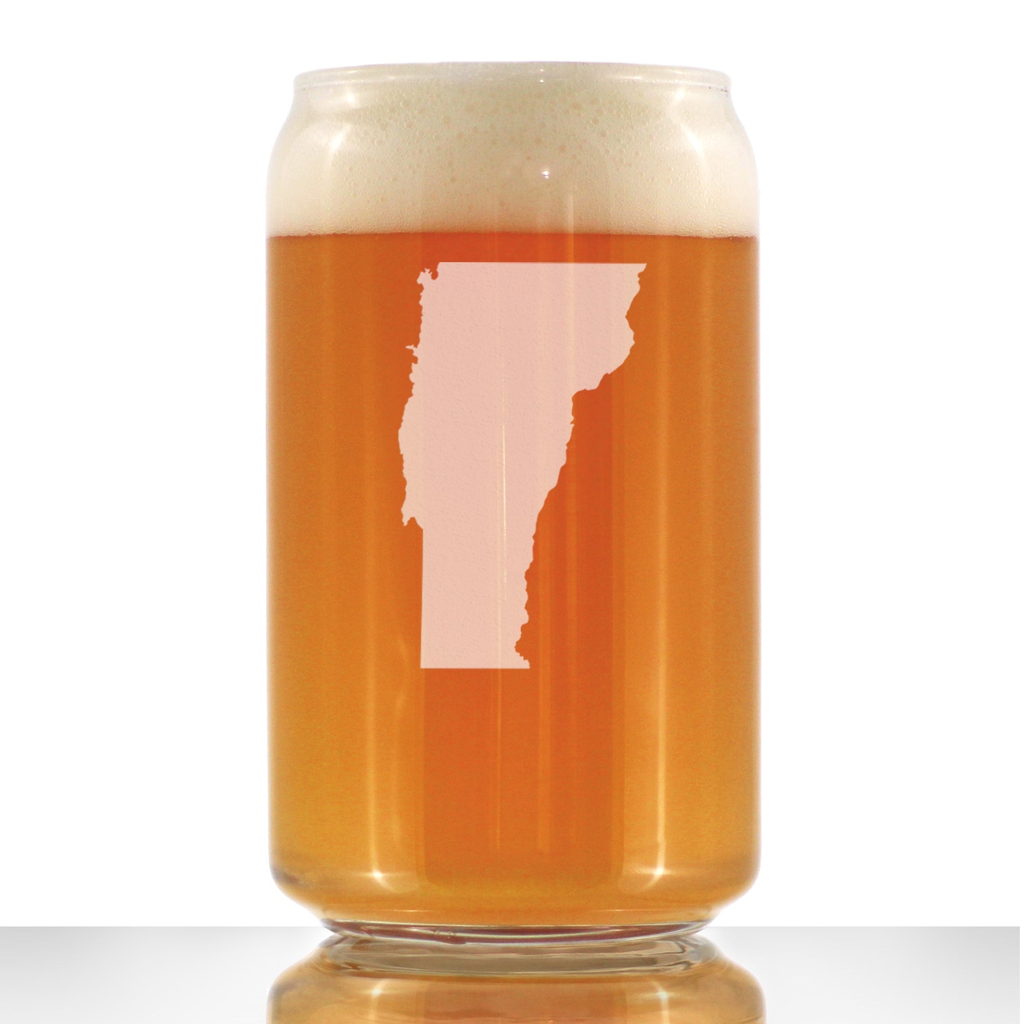 Vermont State Outline Beer Can Pint Glass - State Themed Drinking Decor and Gifts for Vermonter Women &amp;amp; Men - 16 Oz Glasses