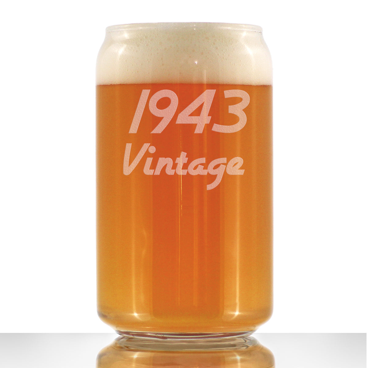 Vintage 1943 - Beer Can Pint Glass - 82nd Birthday Gifts for Men or Women Turning 82 - Fun Bday Party Decor - 16 oz