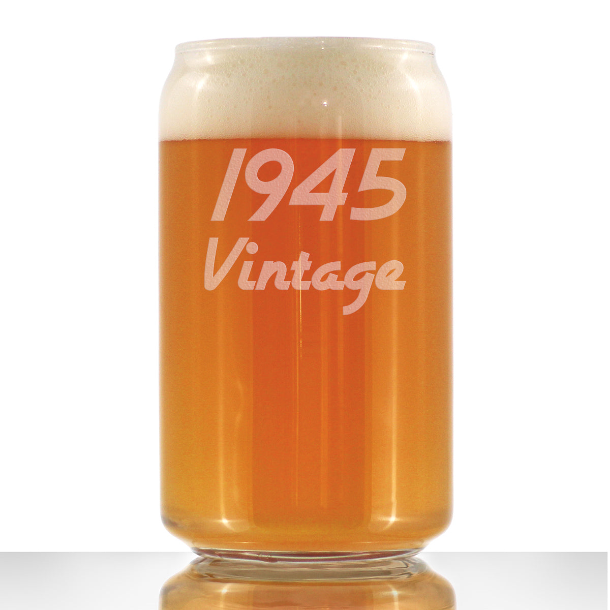 Vintage 1945 - Beer Can Pint Glass - 80th Birthday Gifts for Men or Women Turning 80 - Fun Bday Party Decor - 16 oz