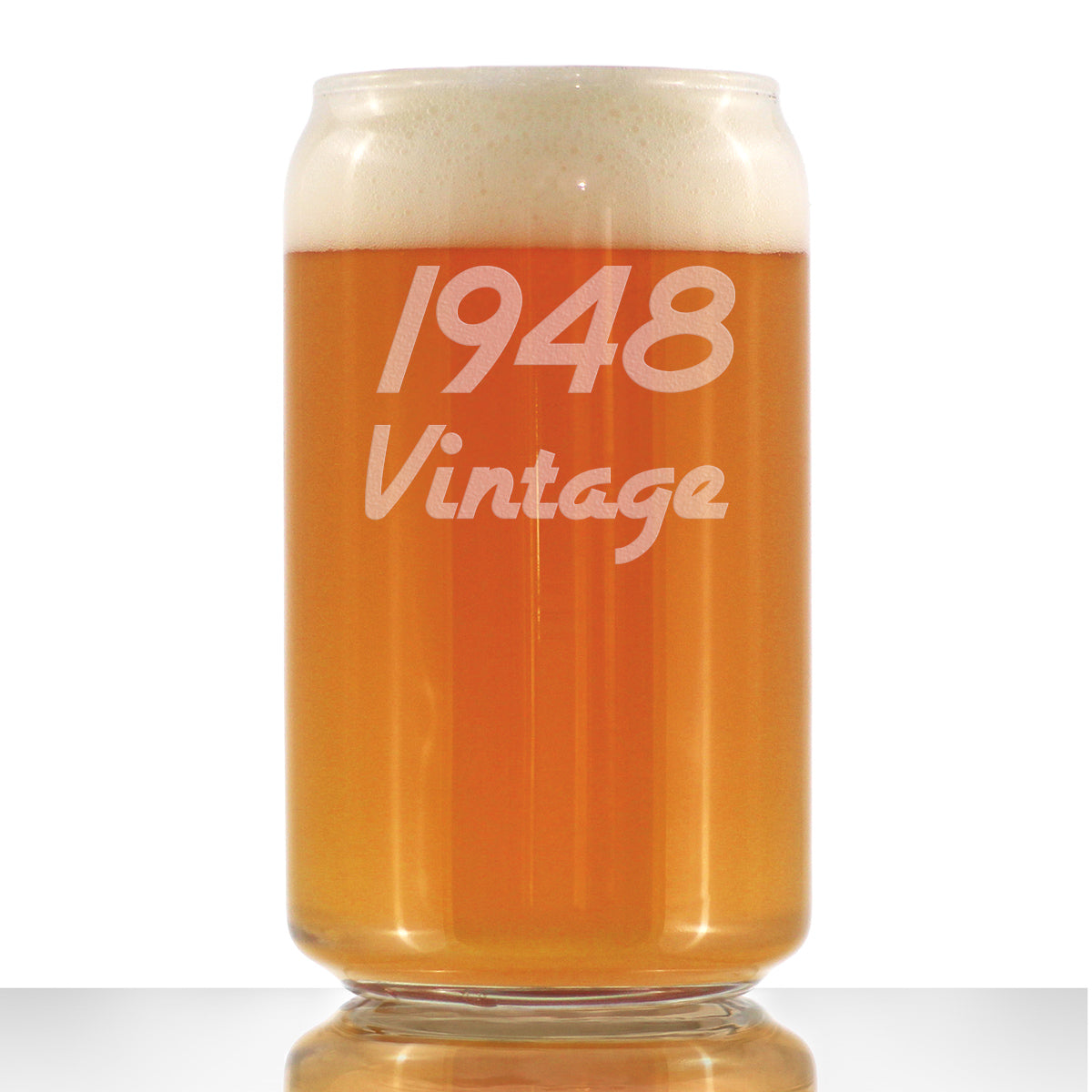 Vintage 1948 - Beer Can Pint Glass - 77th Birthday Gifts for Men or Women Turning 77 - Fun Bday Party Decor - 16 oz