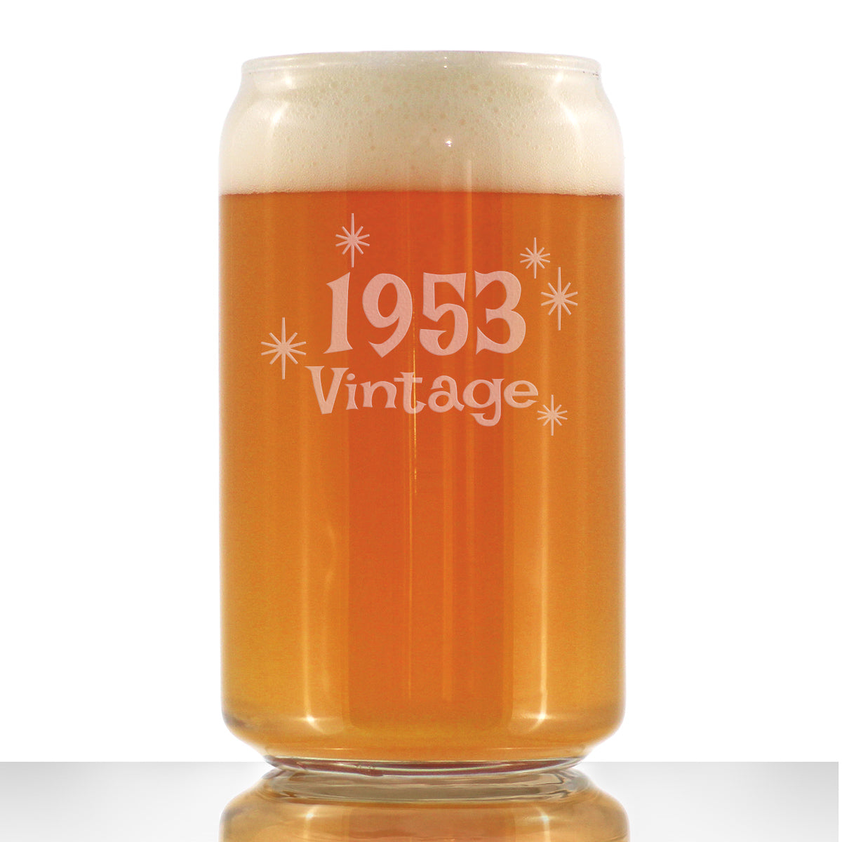 Vintage 1953 - Beer Can Pint Glass - 72nd Birthday Gifts for Men or Women Turning 72 - Fun Bday Party Decor - 16 oz