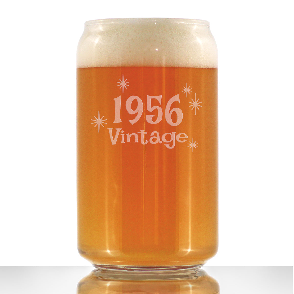 Vintage 1956 - Beer Can Pint Glass - 69th Birthday Gifts for Men or Women Turning 69 - Fun Bday Party Decor - 16 oz