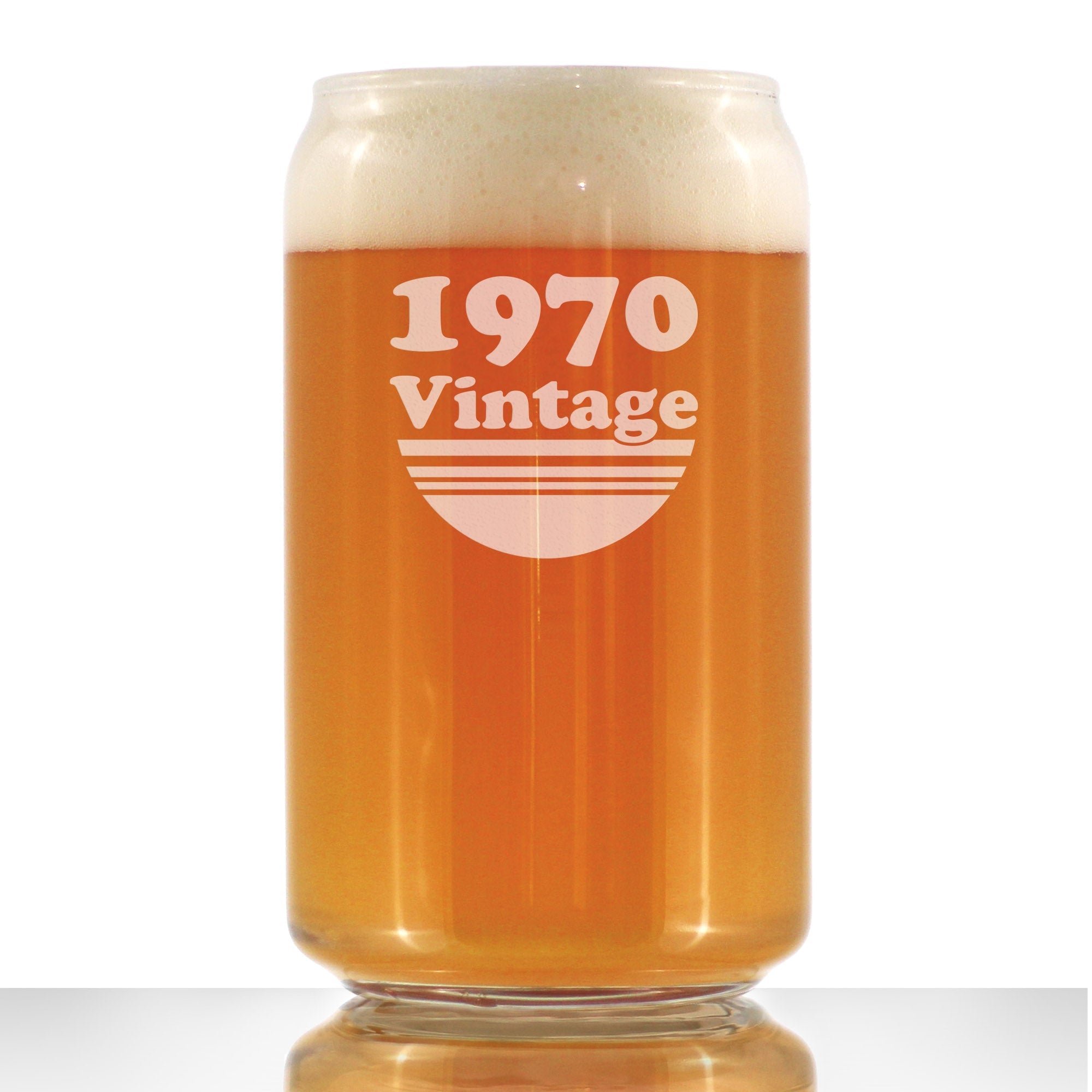 Vintage 1970 - Beer Can Pint Glass - 55th Birthday Gifts for Men or Women Turning 54 - Fun Bday Party Decor - 16 oz