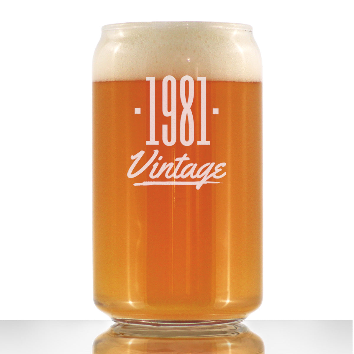 Vintage 1981 - Beer Can Pint Glass - 44th Birthday Gifts for Men or Women Turning 44 - Fun Bday Party Decor - 16 oz