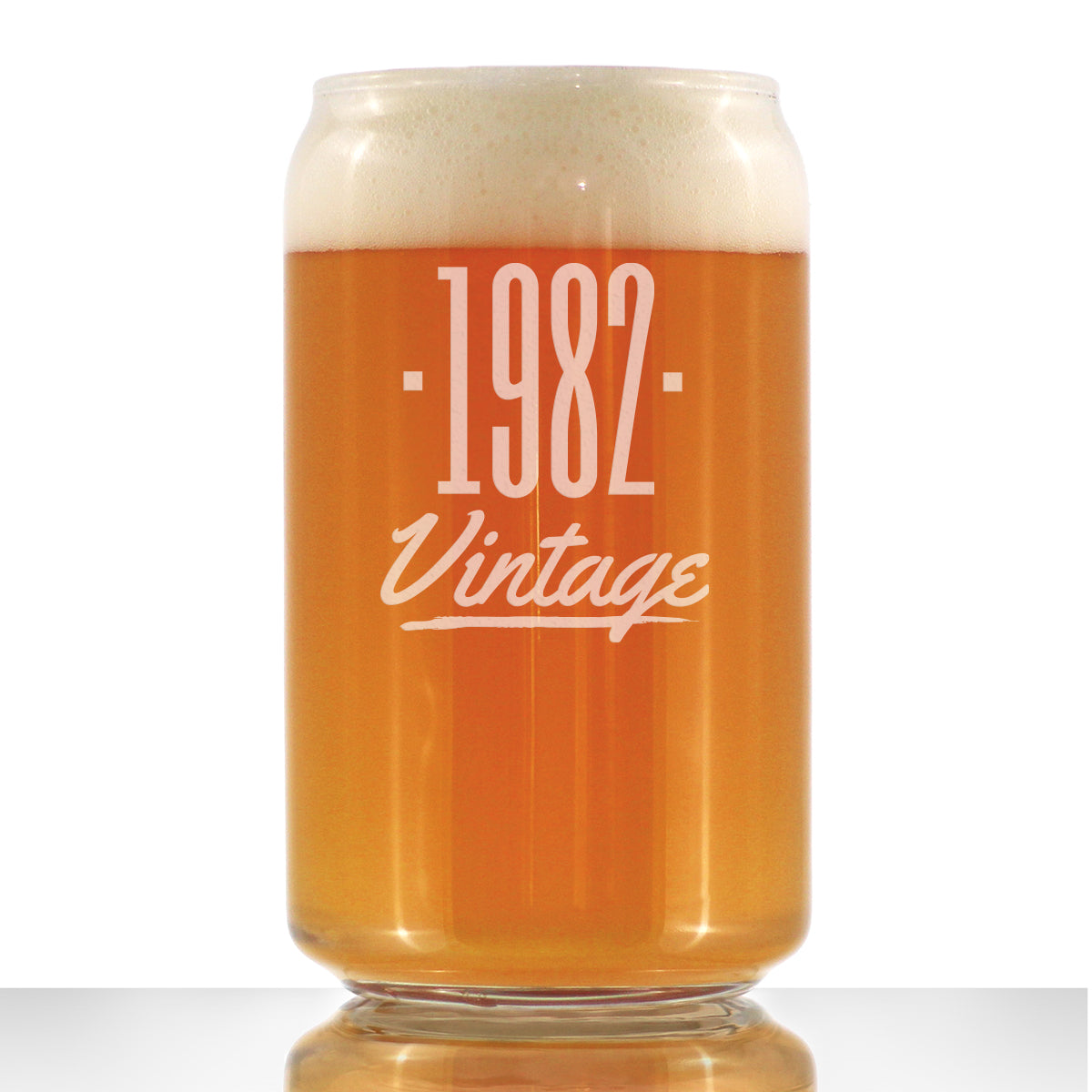 Vintage 1982 - Beer Can Pint Glass - 43rd Birthday Gifts for Men or Women Turning 43 - Fun Bday Party Decor - 16 oz