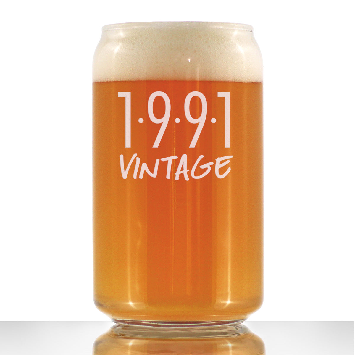 Vintage 1991 - Beer Can Pint Glass - 34th Birthday Gifts for Men or Women Turning 34 - Fun Bday Party Decor - 16 oz