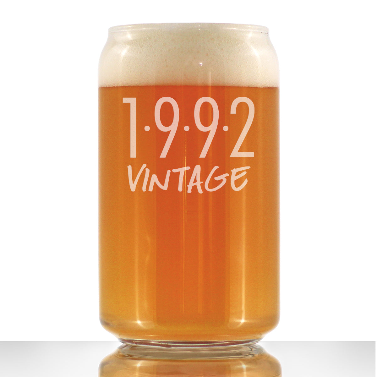 Vintage 1992 - Beer Can Pint Glass - 33rd Birthday Gifts for Men or Women Turning 33 - Fun Bday Party Decor - 16 oz