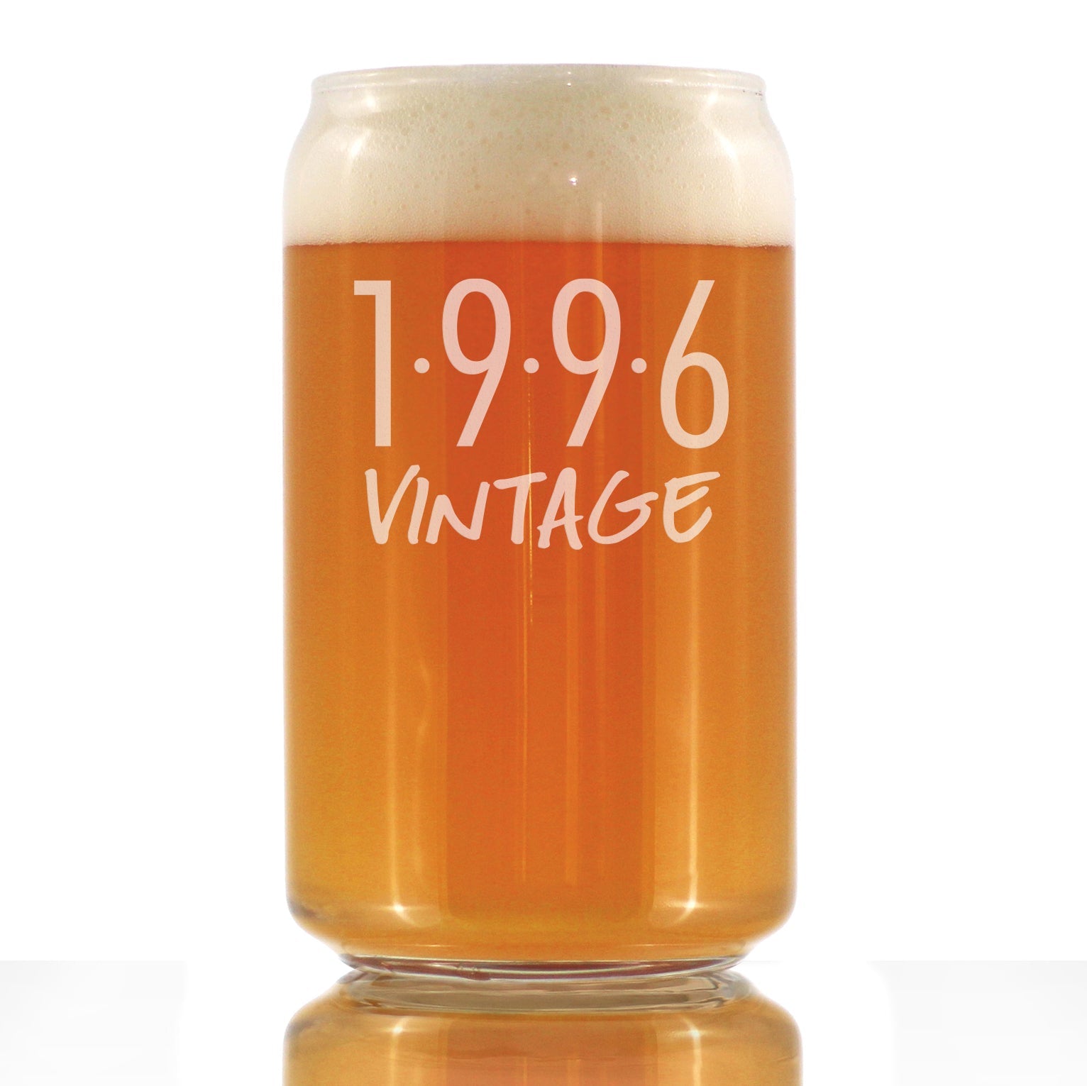 Vintage 1996 - Beer Can Pint Glass - 29th Birthday Gifts for Men or Women Turning 29 - Fun Bday Party Decor - 16 oz