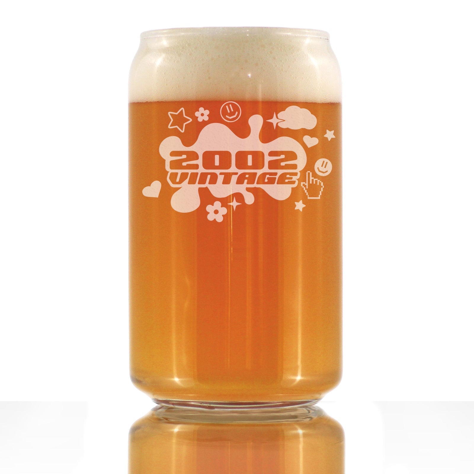 Vintage 2002 - Beer Can Pint Glass - 23rd Birthday Gifts for Men or Women Turning 23 - Fun Bday Party Decor - 16 oz